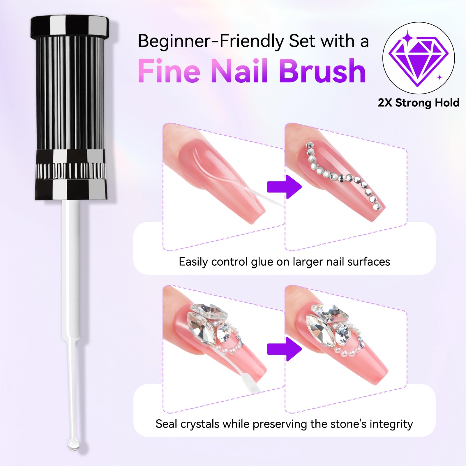Makartt Rhinestone Glue for Nails: Super Strong Gel Nail Glue for Nail Charms Gems Decorations, 3D Gel Nail Art Bling Jewel Diamonds for Salon & DIY Manicure, 30ML UV Lamp Cured Need Beauty Gifts