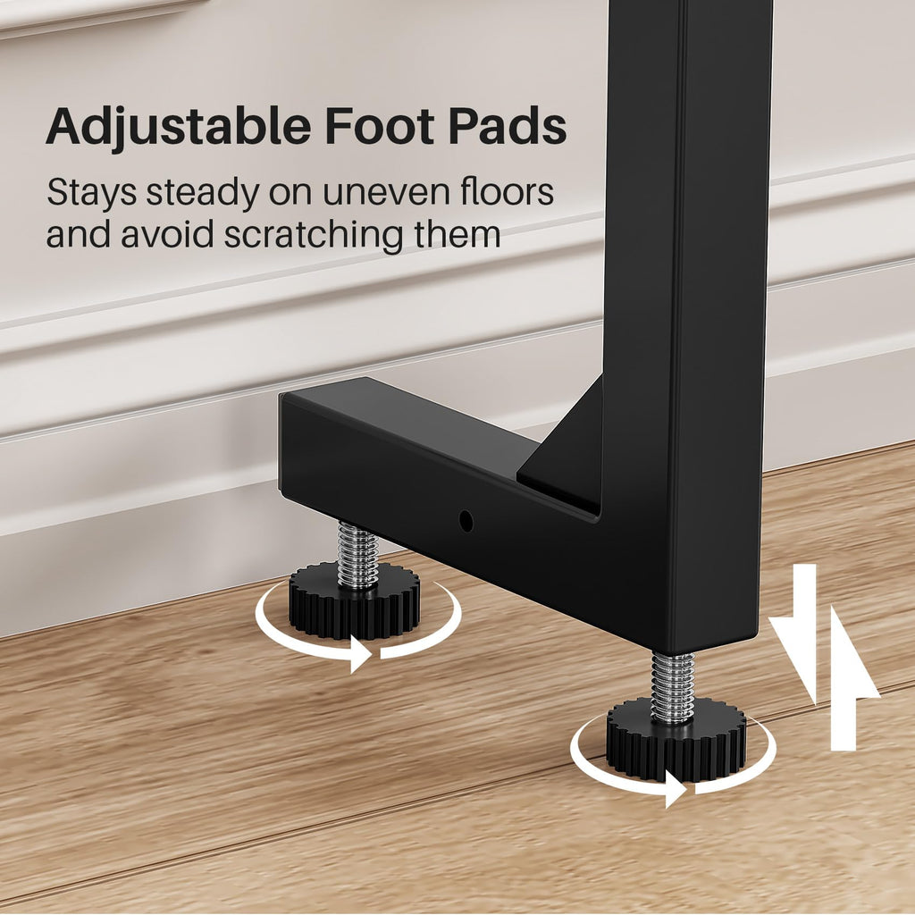 Kitstorack Narrow Sofa Table with Charging Station, 78.8" Behind Couch Table, Adjustable 24.4"-32.7" Height, Modular 2-piece Design for sectionals, entryways, Apartments, and Narrow Living Spaces