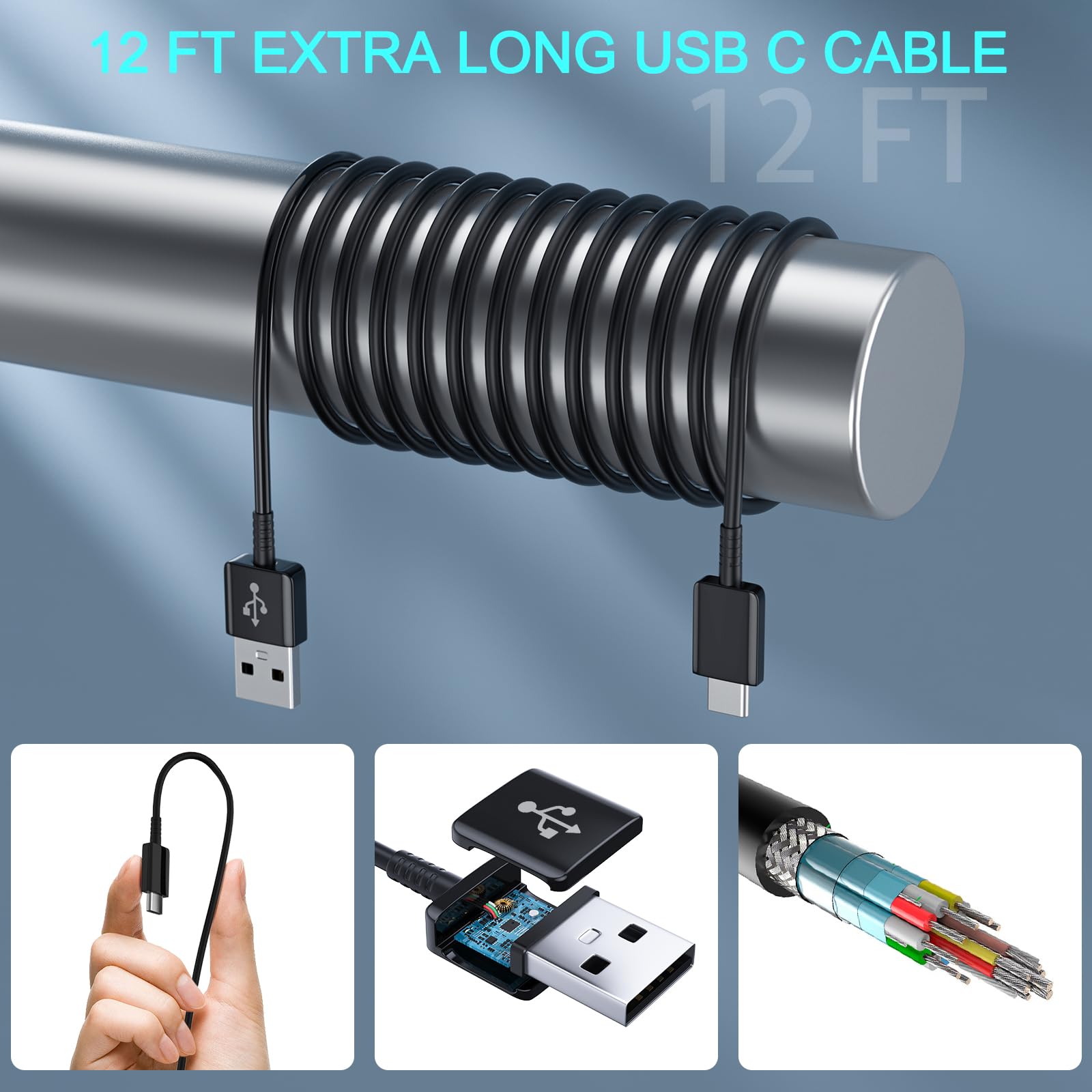 Type C Charger Android Phone Charger Cable Fast Charging with 6.6FT USB C Cord for Samsung Galaxy S10/S10e/S10+/S9/S9+/S8/S8+/S23/S22/S21 Ultra/S20/Note 20/Note 10/Note 9/8/Z Flip 3/A03s/A02s, 2Pack