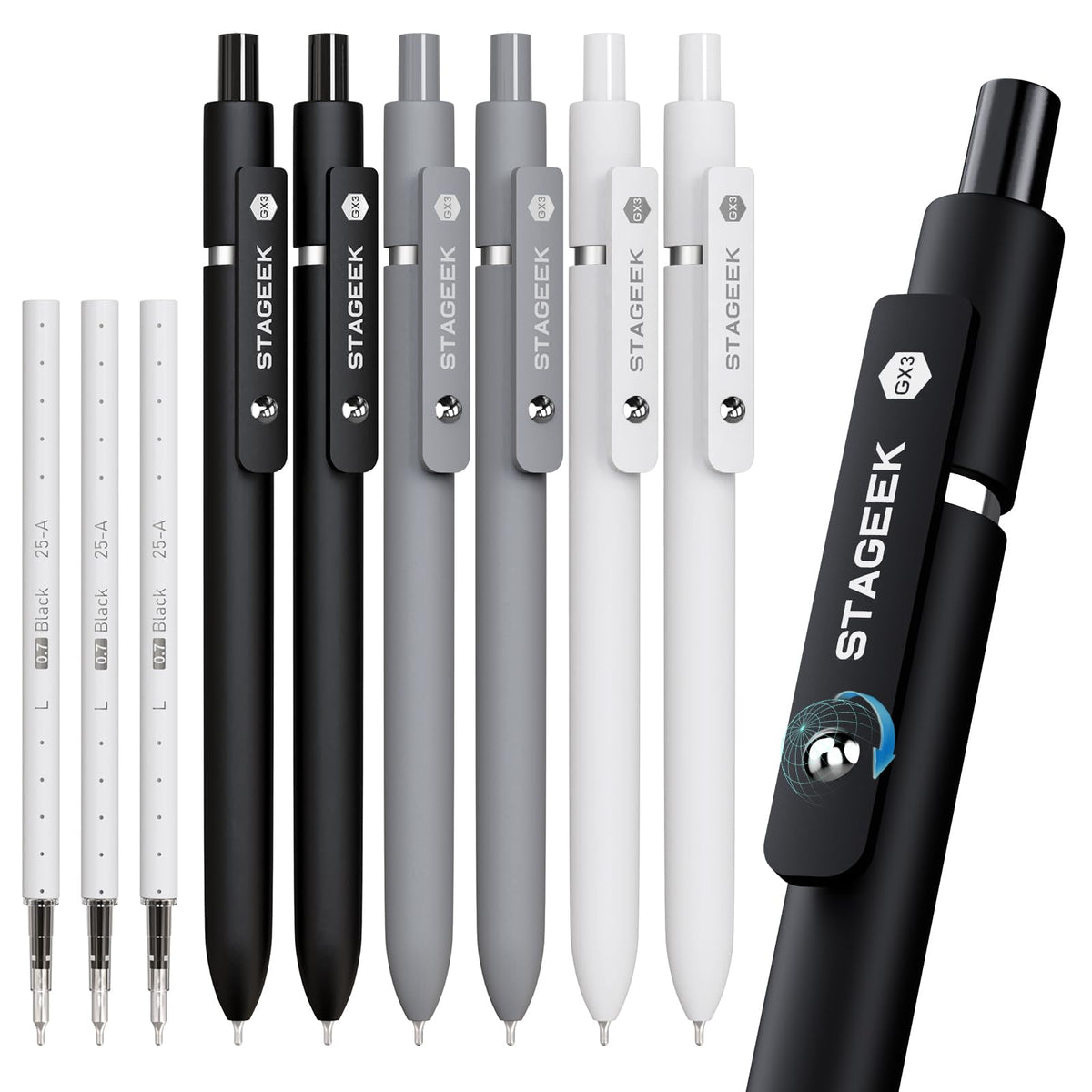 STAGEEK Blue Gel Pens GX3, 12Pcs Quick Dry Blue Ink Pens with 3 Extra Refills, Fine Point Retractable Smooth Writing Pens for Journaling, Office, Note Taking, School Supplies, Nurse Aesthetic(Blue)