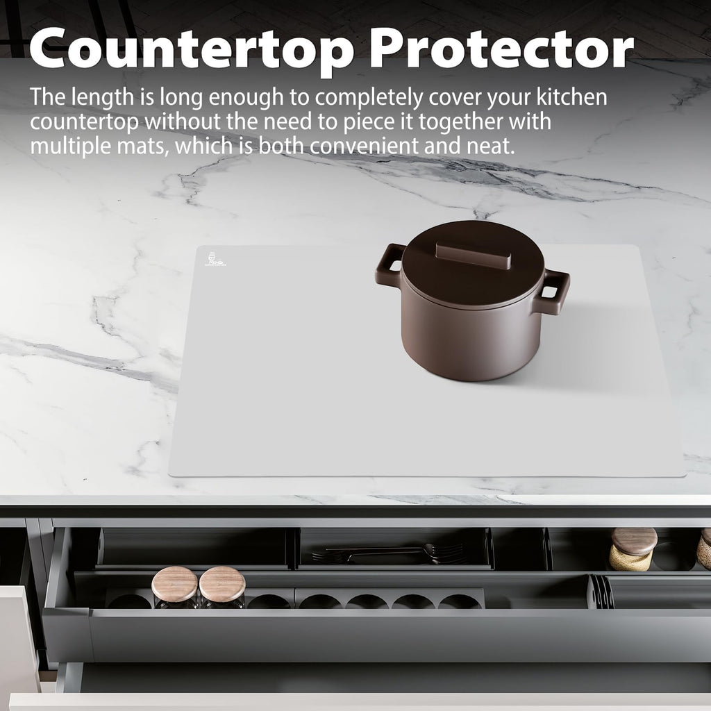 Thick Silicone Counter Mat Large 23.4"by15.6", Heat Resistant Mat for Kitchen Table/Countertop Protector/Non Stick Pastry Baking Placemats, Silicone Pad for Crafts Kids, Super Kitchen Black