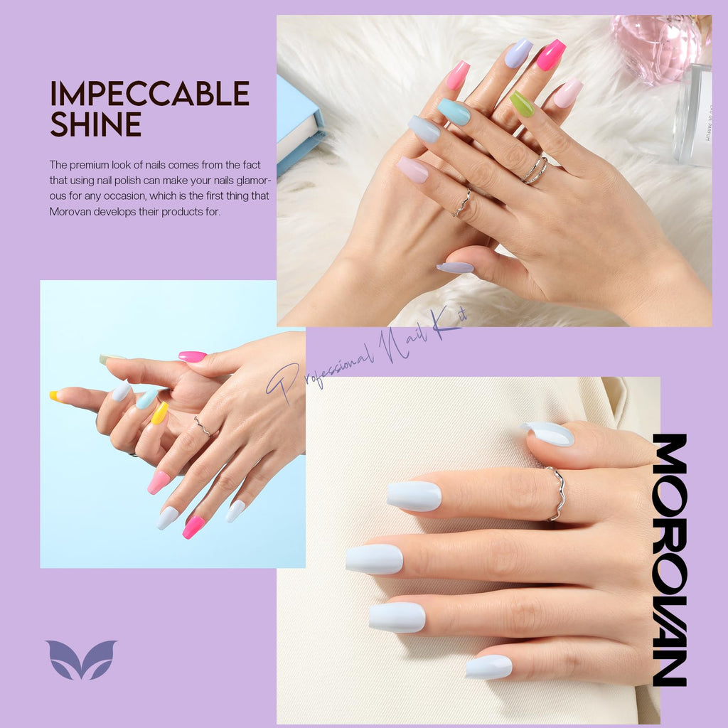 Morovan 15 Bright Color 0.27oz Air Quick Dry Long Lasting Nail Polish Gift Set for Women