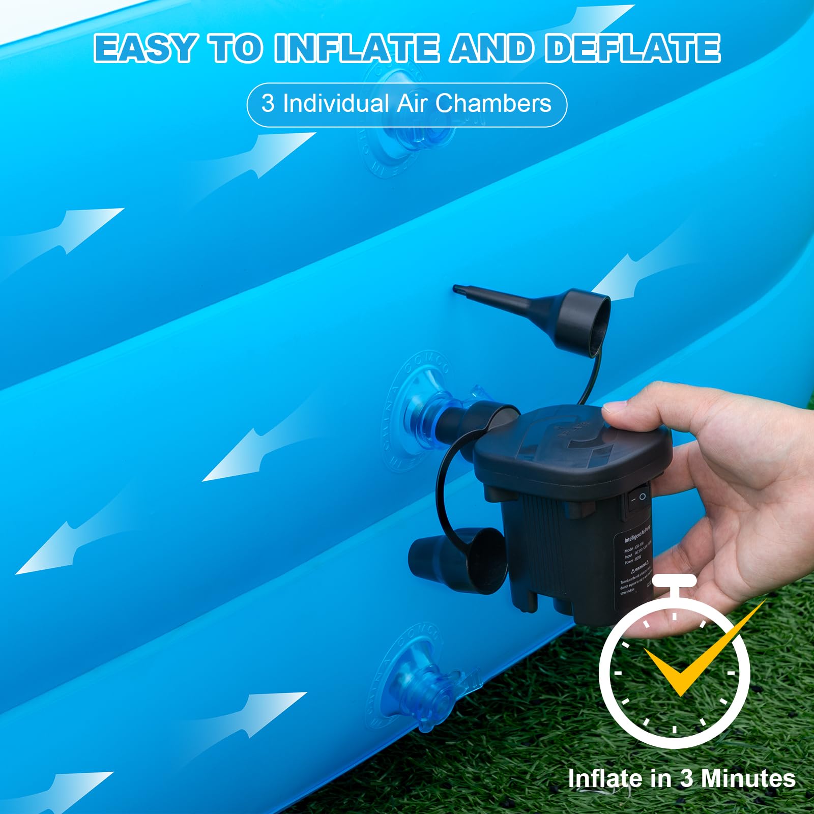 Large Inflatable Pool for Adults & Kids, 120" x 70" x 22" Blow Up Pool, Thickened Full-Sized Family Kiddie Pool for Outdoor Water Play & Summer Fun