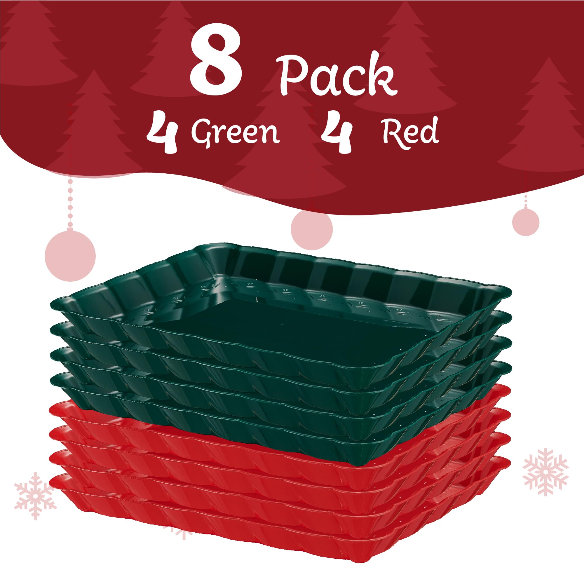 Plasticpro Plastic Serving Trays - Serving Platters Rectangle 9X13 Disposable Party Dish 4 Black Trays