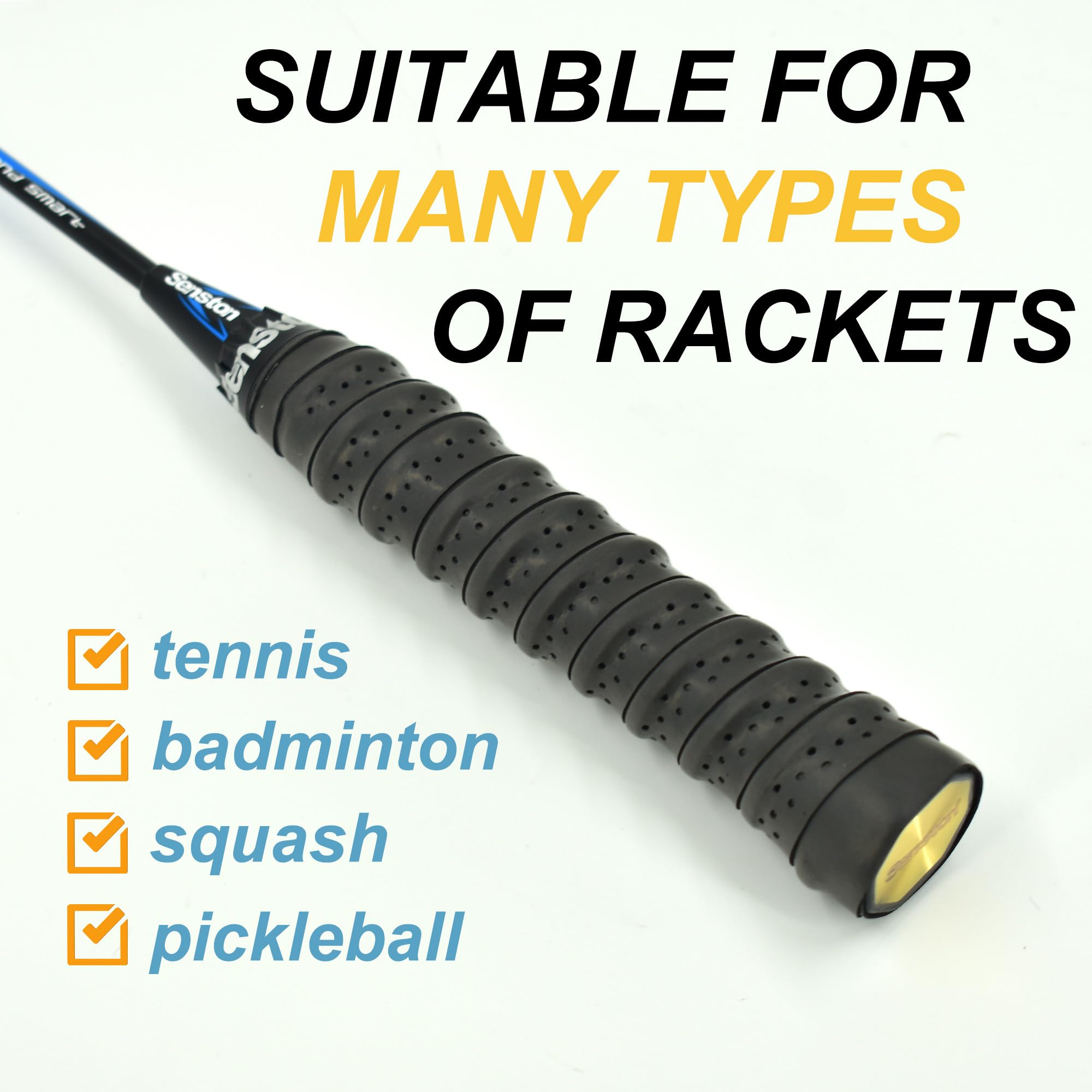 Senston New Rackets Grip Anti Slip Perforated Super Absorbent Tennis Overgrip Badminton Overgrip Pickleballs Overgrip