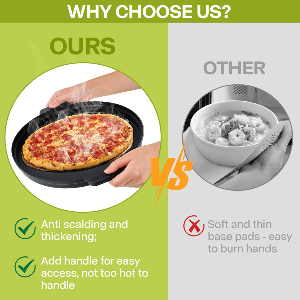 Microwave Splatter Cover for Food with Anti-scald Base Plate,Large Plastic & Silicone Vented Avoid Scalding Collapsible Guard Lid, Plate Holder & Kitchen Colander for Meal Prep-10.7 Inch (2 Pcs BRed)