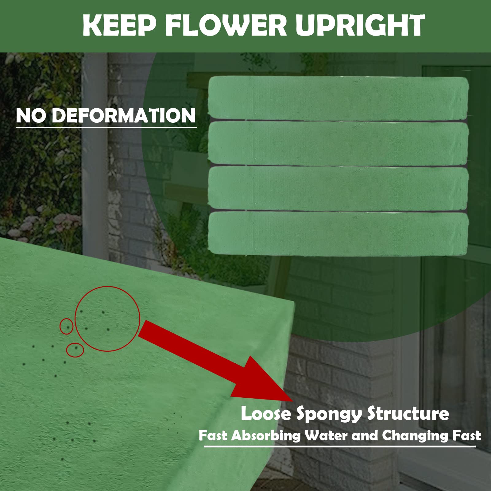 Prashent 9.2FT 14 Piece Floral Wet Foam Garland for Fresh Flowers, Floral Craft Wet Foam for Home Garden Wedding Decoration, Arch Door Tabletop Flower Arrangement DIY Material