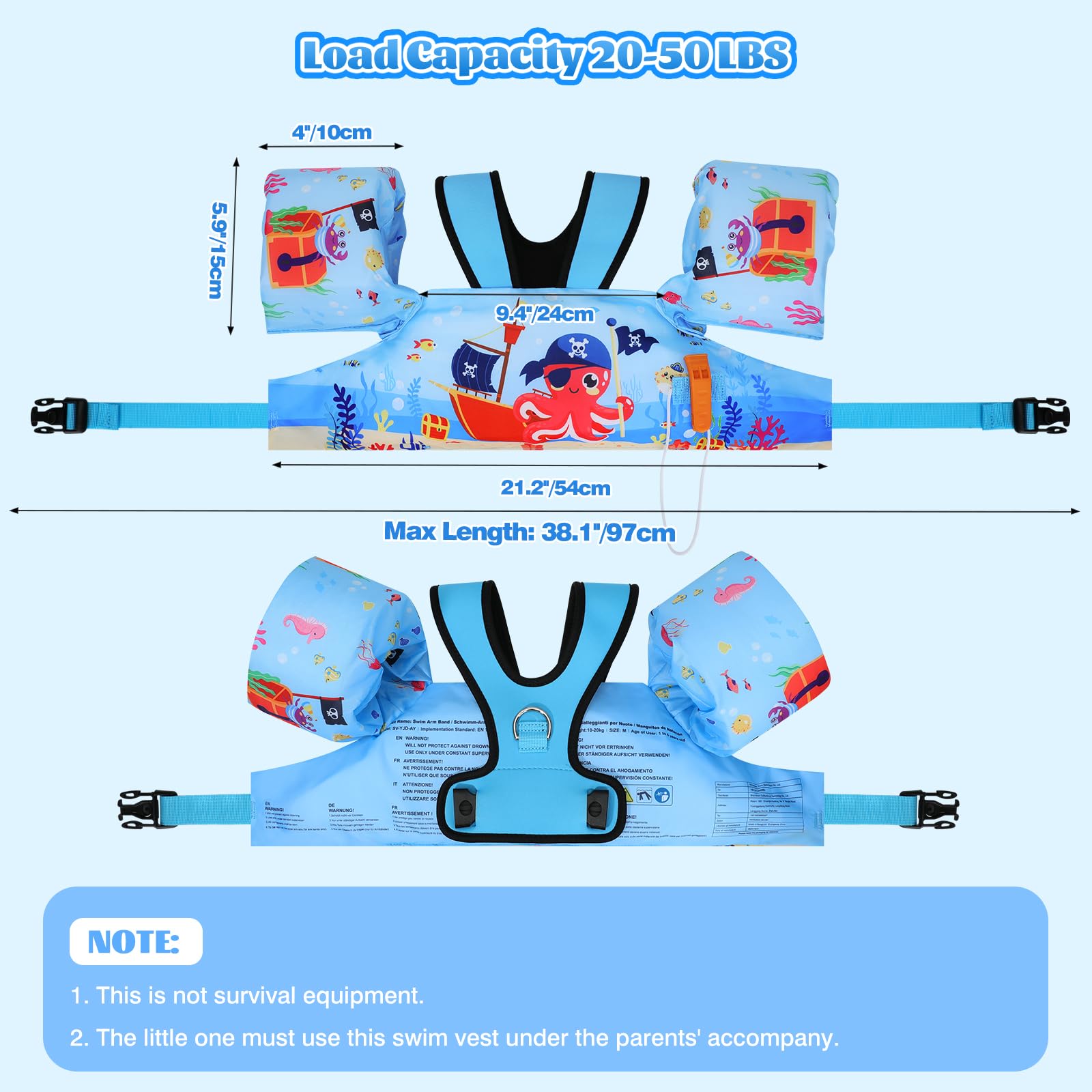 Moko Swim Arm Band for Kids 20-30-50 lbs, Cute Cartoon Toddler Swim Vest, Swimming Water Wings Pool Floaties Sleeve for Children Learn to Swim