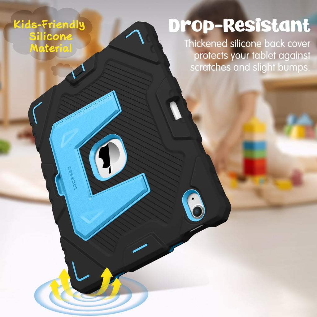Fintie Case for iPad Air 11-inch M4/M3/M2 (2026/2025/2024), iPad Air 5th / 4th Generation (2022/2020) 10.9 Inch, Fully-Body Rugged Heavy Duty Shockproof Case with Kickstand for Kids, Black