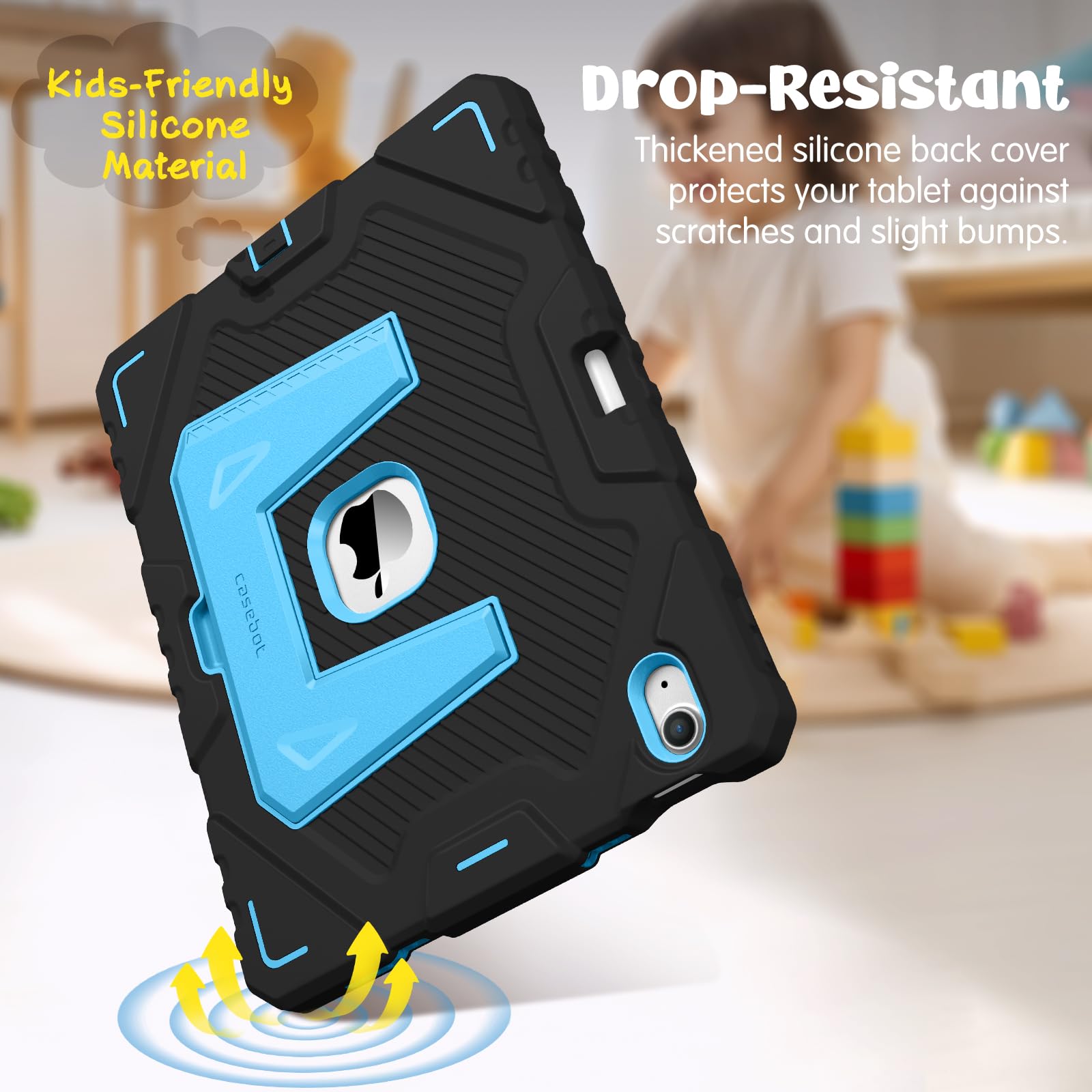 Fintie Case for iPad Air 11-inch M4/M3/M2 (2026/2025/2024), iPad Air 5th / 4th Generation (2022/2020) 10.9 Inch, Fully-Body Rugged Heavy Duty Shockproof Case with Kickstand for Kids, Black