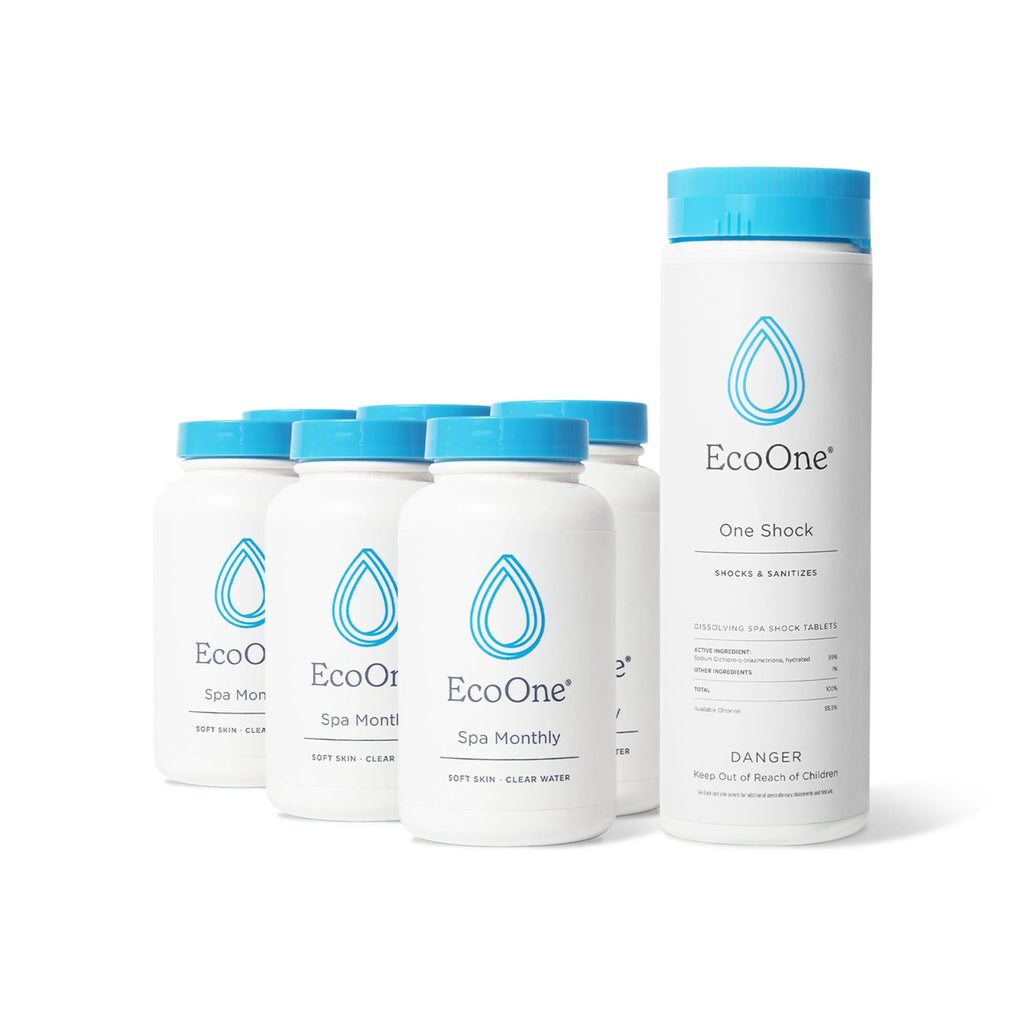 EcoOne Spa Monthly | Gentle All-Natural Spa Treatment | Conditioning Hot Tub, Pool, & Spa Cleaner | Above, In-Ground, or Inflatable Hot Tub Cleaner Stabilizes pH & Alkalinity, 8 Oz, (1-Pack)