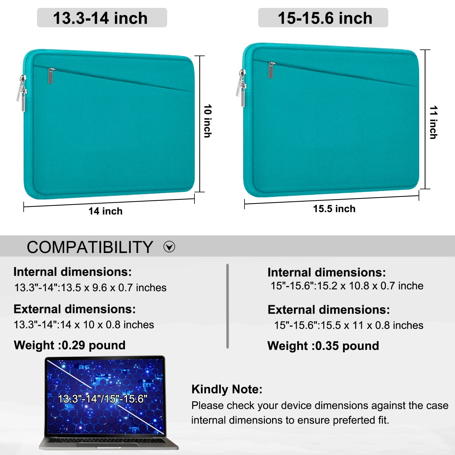 Laptop Sleeve Case 13.3 Inch, Durable 14 Inch Laptop Case Computer Carrying Bag Protective Cover Compatible with 13 14 inch MacBook Pro, MacBook Air, Dell, HP, Lenovo, Notebook, Computer, Black