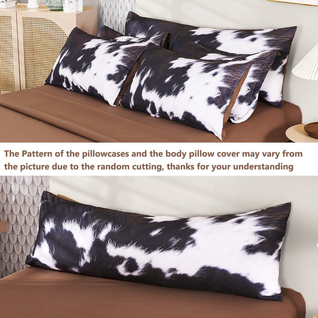SUCSES Full Size Comforter Set with Sheets 8 Piece Cow Print Bedding Set for Boys Girls Black and White Kids Bed-in-A-Bag Farmhouse Rustic Bed Set for Bedroom (Milk Cow, Full)