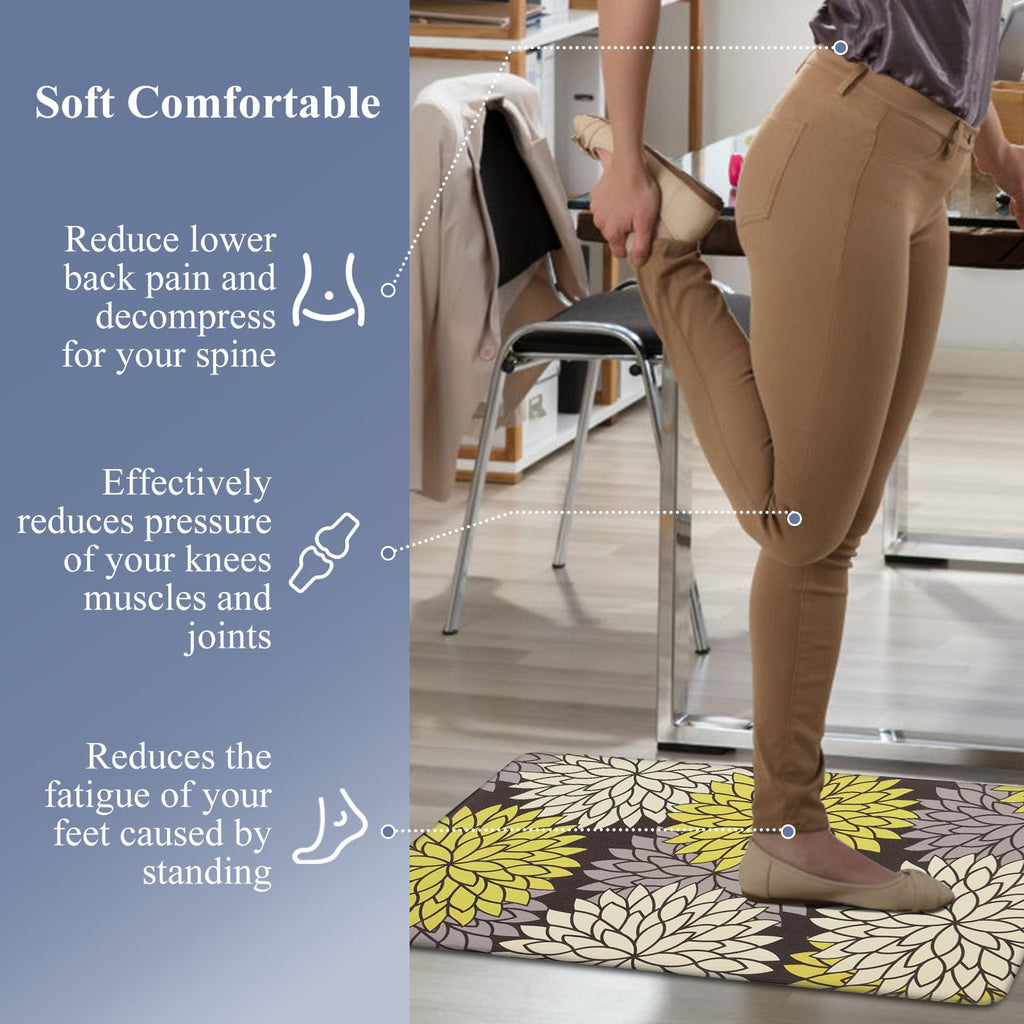 HEBE Anti Fatigue Kitchen Rugs Sets of 2, Non Slip Kitchen Mats for Floor, Waterproof Cushioned Comfort Standing Carpet for Kitchen Sink, Home Office, Laundry Room