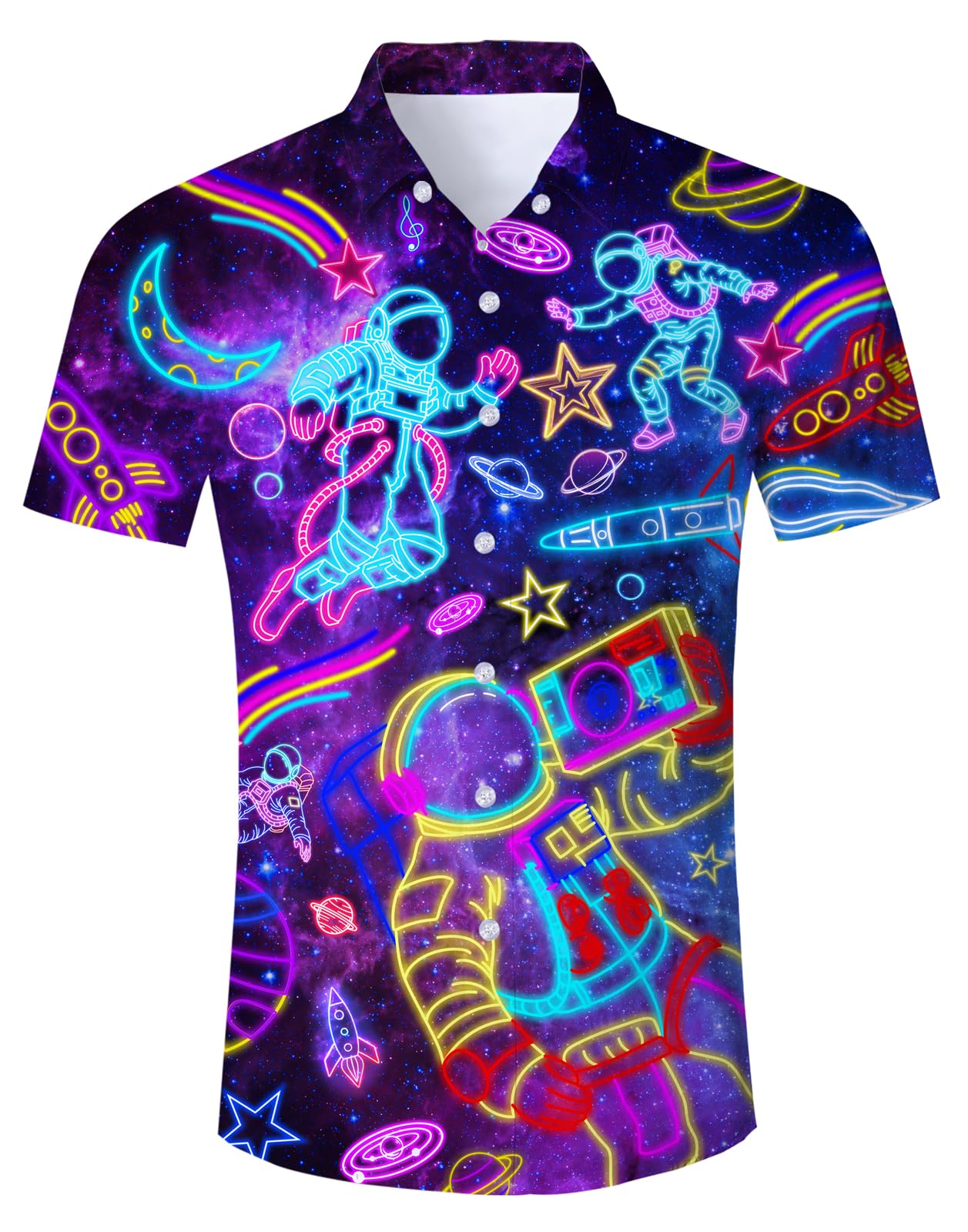 Fanient Mens Hawaiian Shirt Summer 3D Print Casual Short Sleeve Button Down Graphic Aloha Dress Shirts