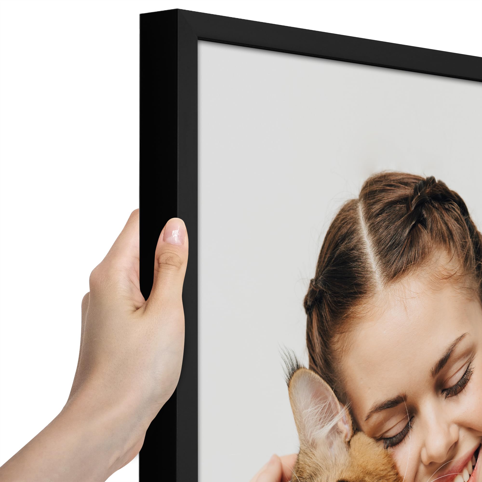 Americanflat 5x7 Picture Frame with Shatter-Resistant Glass - Soho Collection - Gallery Style Deep Molding Picture Frames for Tabletop and Wall Display - Black