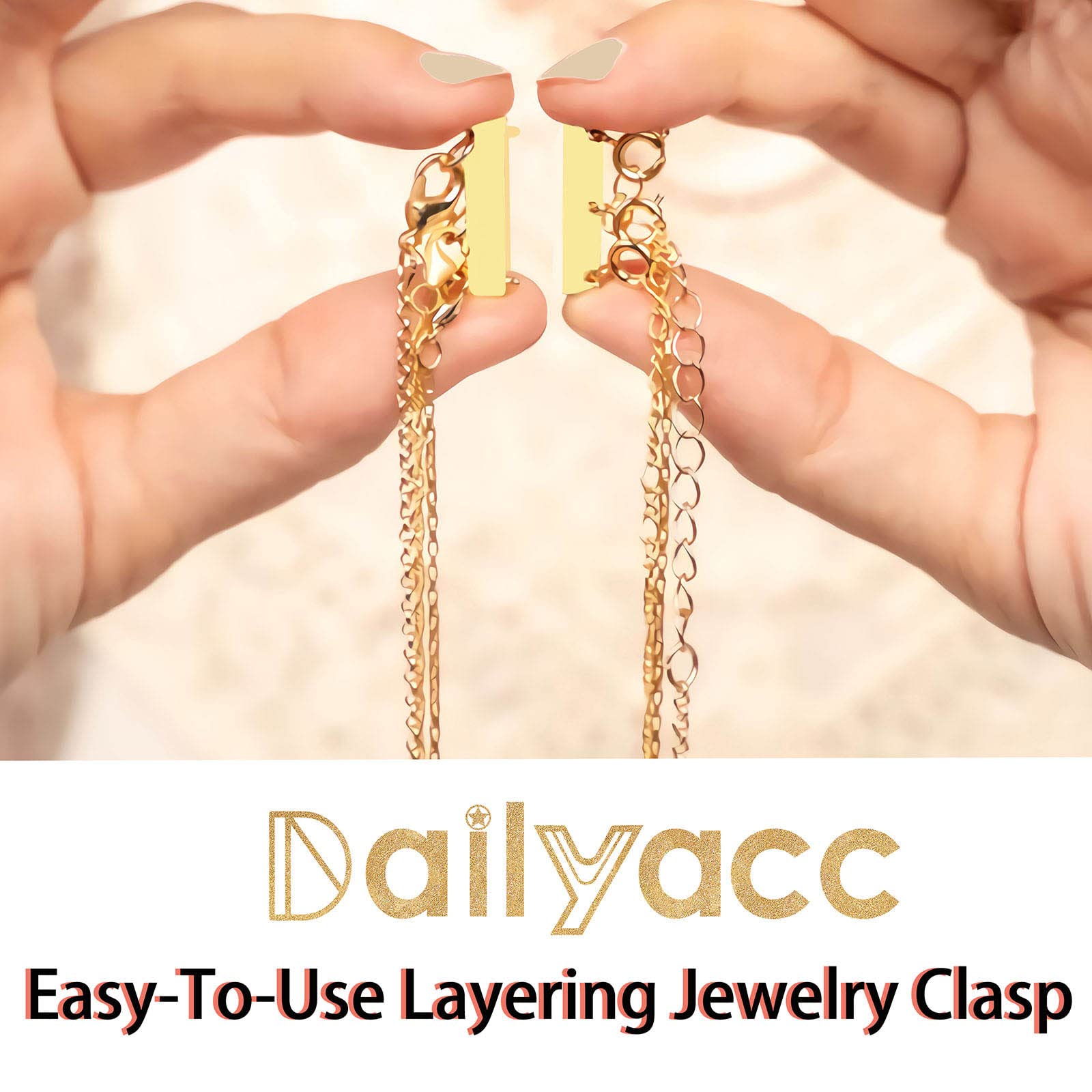Layering Magnetic Necklace Clasp,18 K Gold and Silver Separator for Stackable Necklaces