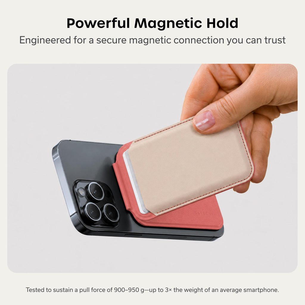 Satechi Magnetic Magsafe Wallet, Double Flap Stand Card Holder, 4 Slots with Front NFC Pass-Through, Adjustable Phone Attachment for iPhone 17/16/15/14/13/12, Travel Accessory