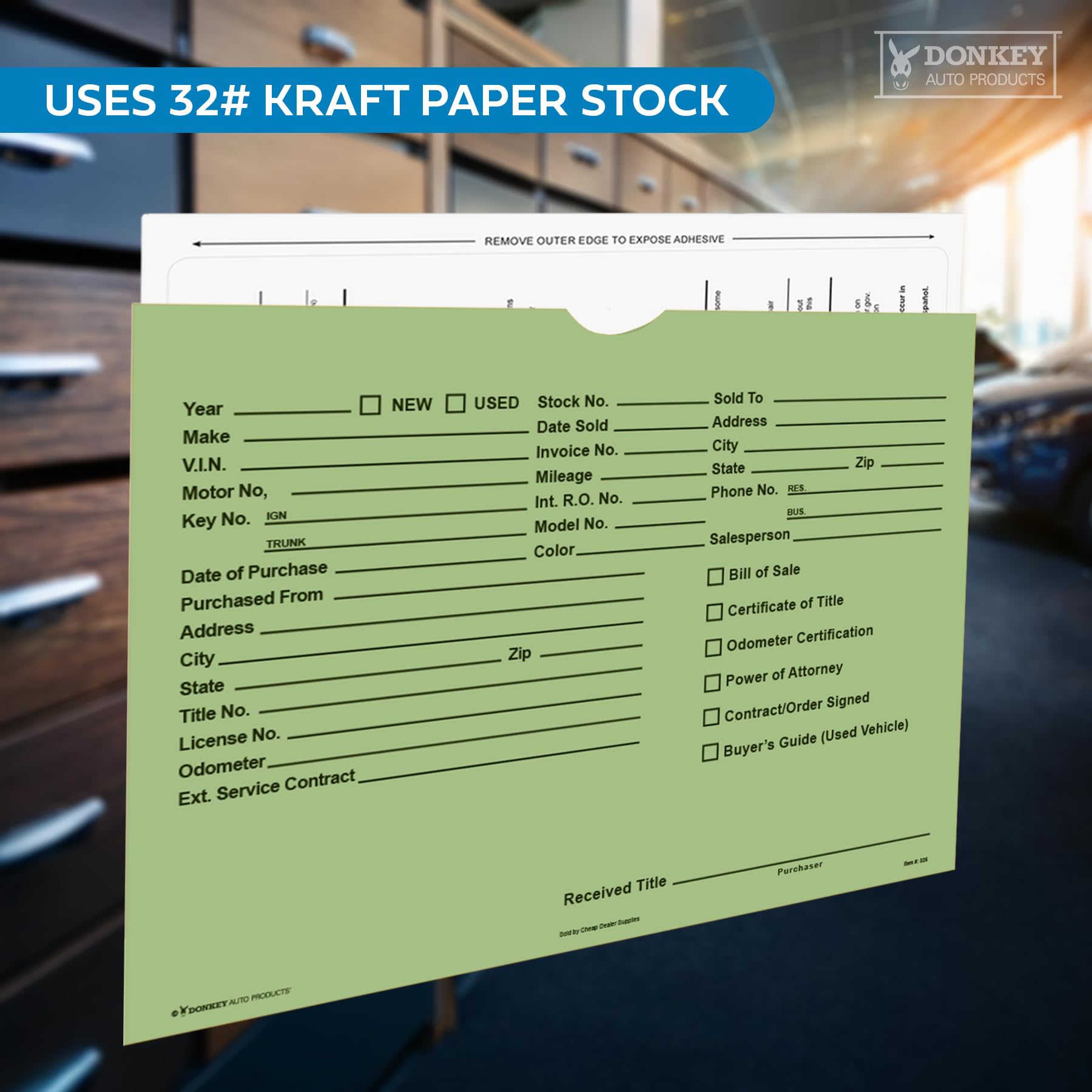 Printed Vehicle Deal Envelopes 9x12 Deal Jackets (100 shrink wrapped) (Blue)