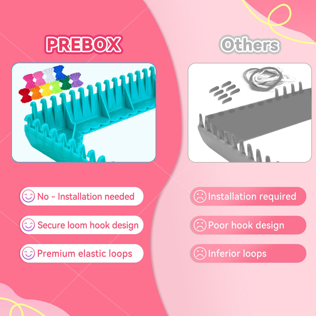 PREBOX 1000 PCS Weaving Loom Loops Refill, 10 Colors for 7 inch Potholder Loom, Craft Supplies for Kids and Beginners, Christmas & Birthday Gifts for Girls 6 7 8-10 10-12 Year Old