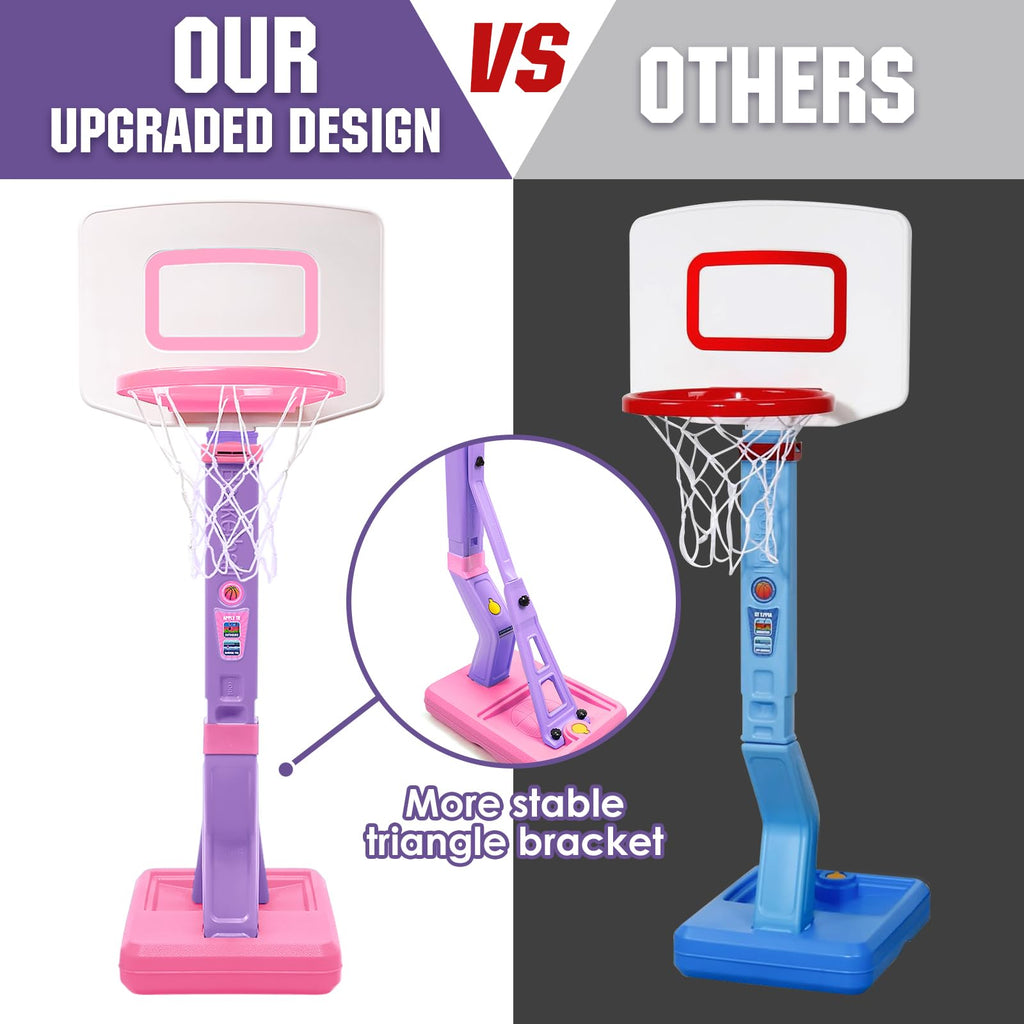 SUPER JOY Toddler Basketball Hoop - Height Adjustable Kids Basketball Hoops for Indoor & Outdoor Play - Portable Mini Basketball Goal for Poolside- Game Sport Toys for Boys & Girls Age 1 2 3 4 5