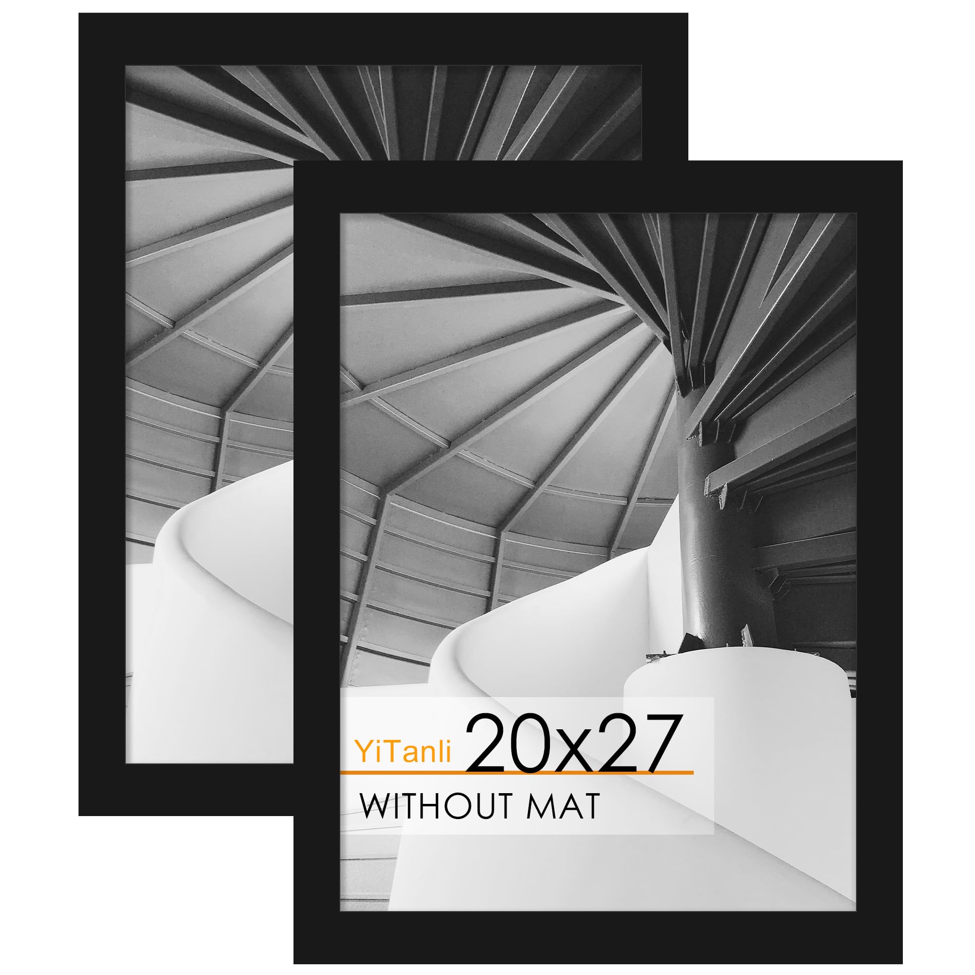 16x24 Black Frame 2 Pack, Engineered Wood for 24 x 16 in Poster | Horizontal or Vertical Wall Mounting, 24x16 Poster Frames for Gallery, Office, and Home Decor