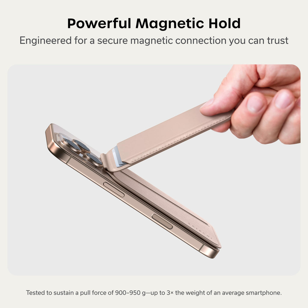 Satechi Magnetic Magsafe Wallet, Double Flap Stand Card Holder, 4 Slots with Front NFC Pass-Through, Adjustable Phone Attachment for iPhone 17/16/15/14/13/12, Travel Accessory