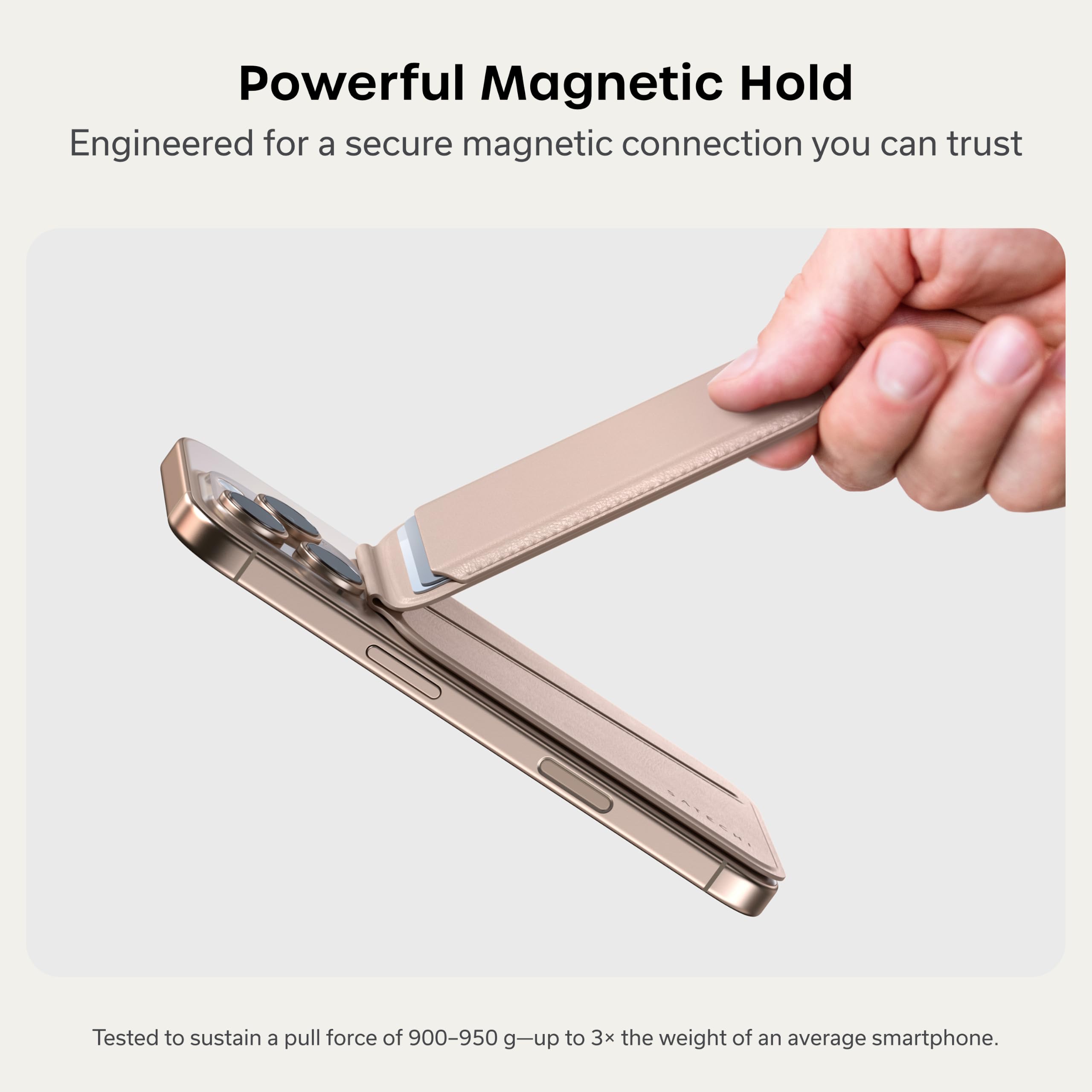 Satechi Magnetic Magsafe Wallet, Double Flap Stand Card Holder, 4 Slots with Front NFC Pass-Through, Adjustable Phone Attachment for iPhone 17/16/15/14/13/12, Travel Accessory