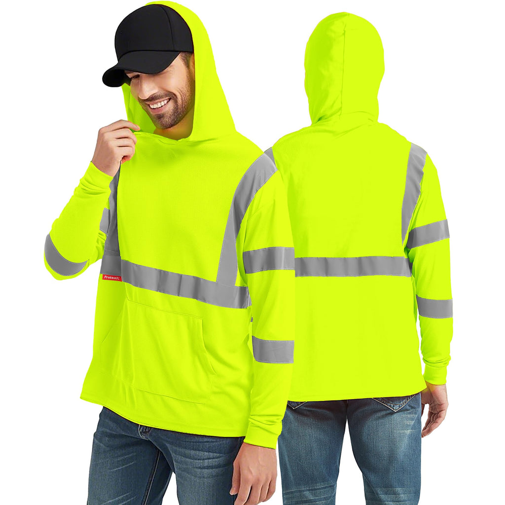 ProtectX High Visibility Long Sleeve Shirts Reflective Hi Vis Safety Shirt for Men Women Class 2-3 Construction Shirt 1 Pack