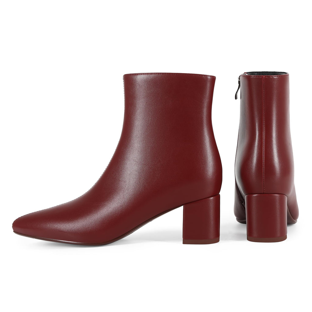 Women's Ankle Boots Pointed Toe Chunky Block Heel Short Boots for Women Low Heeled Booties