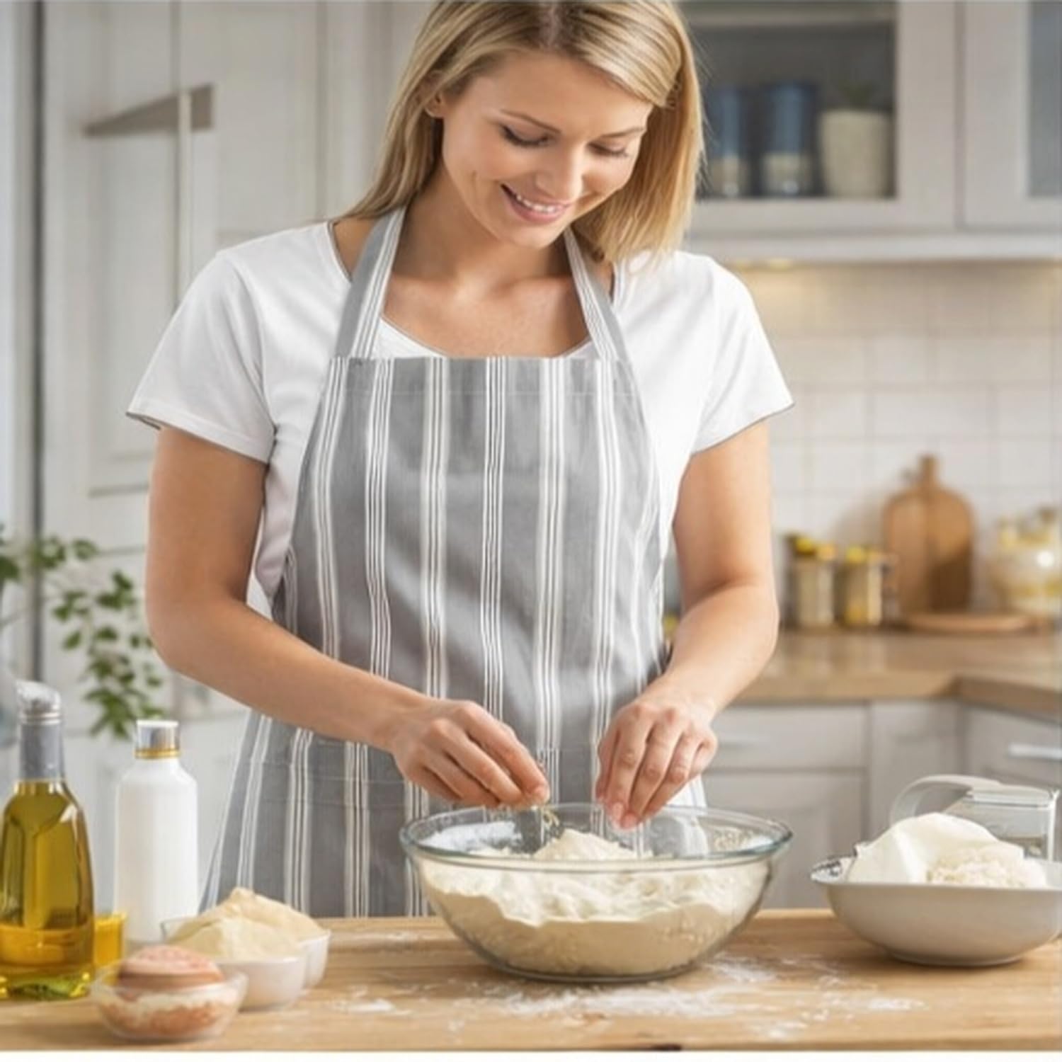 AMOUR INFINI Cotton Aprons for Women with Pocket, Adjustable Strap & Waist Ties - Washable Aprons for Baking, Cooking, Gardening (27.5 x 33 Inches - Blooming Floral)