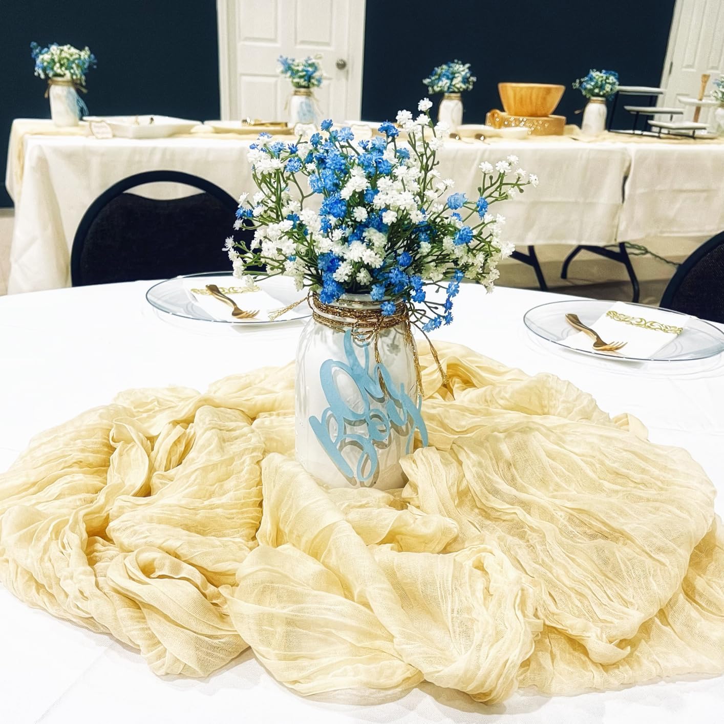 15 PCS Babys Breath Artificial Flowers Fake Babys Breath Flowers Artificial Bulk Blue Gypsophila Bouquets Real Touch Faux Flowers for Wedding Floral Arrangement Party Home Decoration