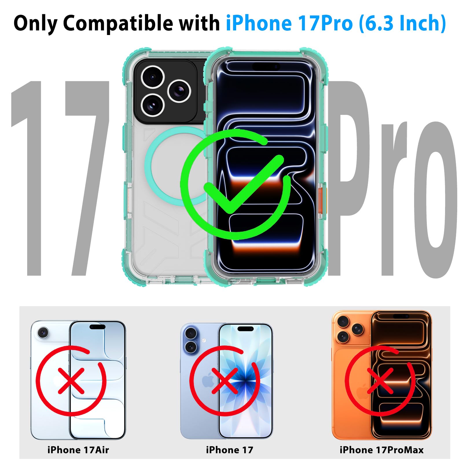 iPhone 13 Pro Case, Waterproof & Shockproof Phone Case, Full Protection, IP68, 6.1 Inch, Black