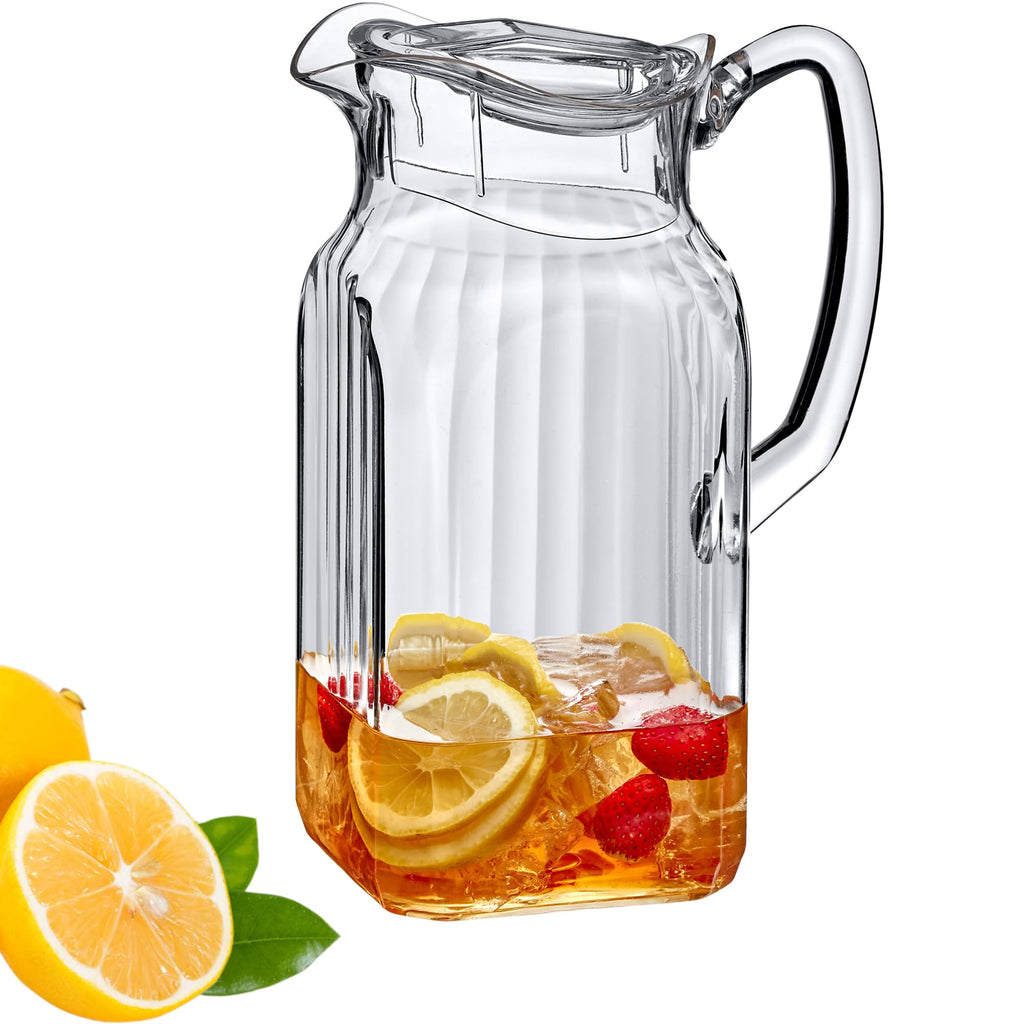 Amazing Abby - Bubbly Whirly - Plastic Pitcher (64 oz, 2 Quart), Clear Water Pitcher with Lid, Fridge Jug, BPA-Free, Shatter-Proof, Great for Iced Tea, Sangria, Lemonade, Juice, Milk, and More