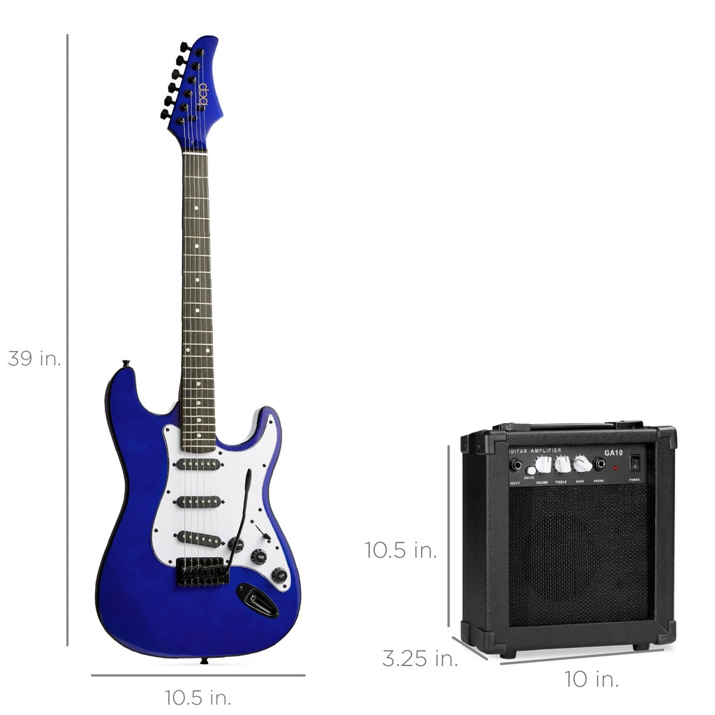 Best Choice Products 39in Full Size Beginner Electric Guitar Starter Kit w/Case, Strap, 10W Amp, Strings, Pick, Tremolo Bar - 3 Color Sunburst