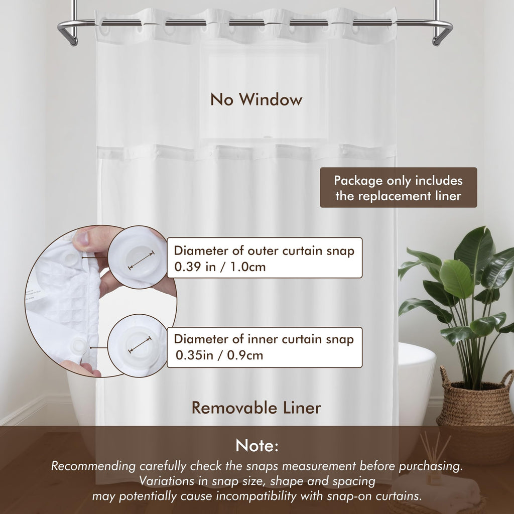 Barossa Design Fabric Snap-in Liner 70" W x 54" H - Hotel Style Removable Replacement Inner Liner, Machine Washable & Water Repellent - Black, 70x54