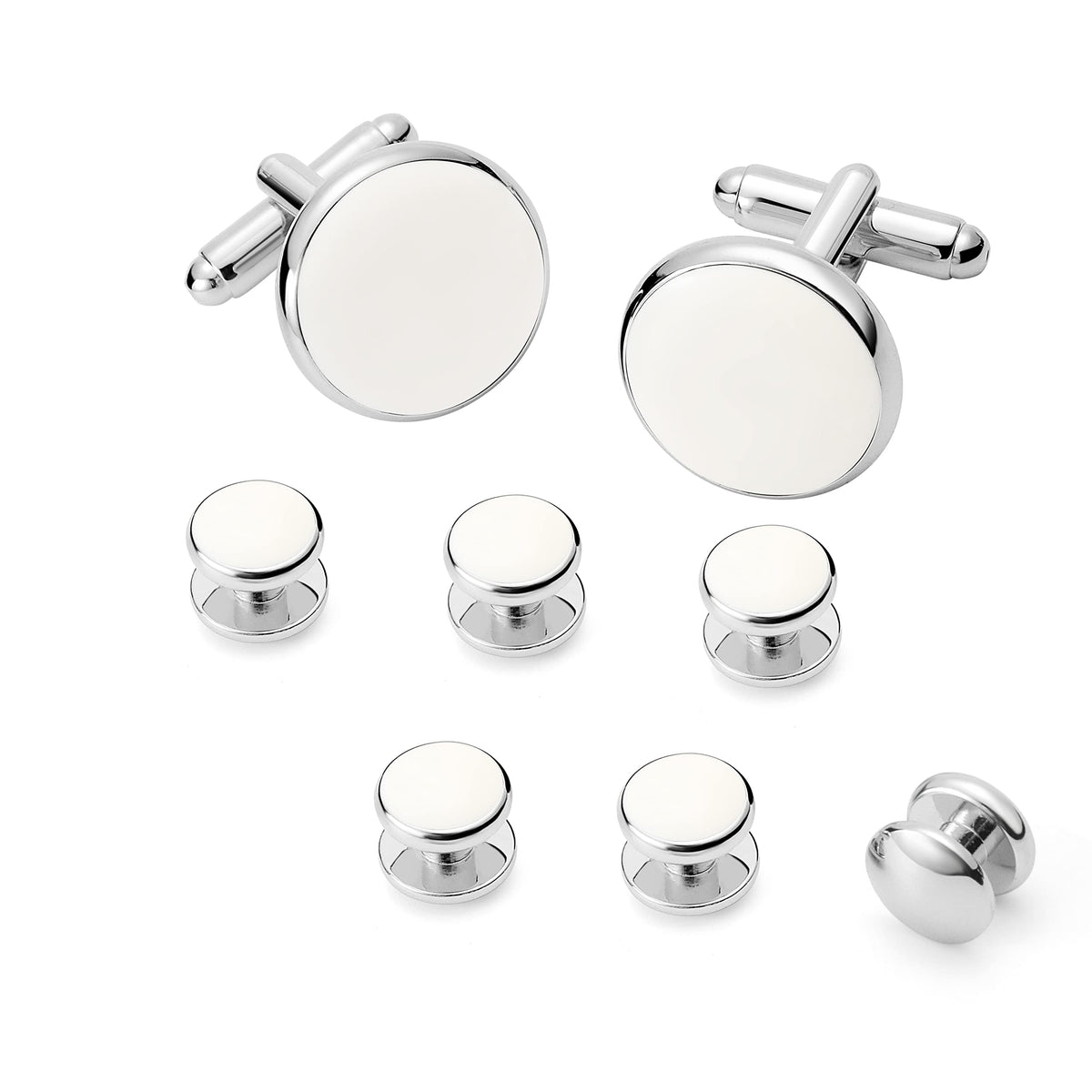 Men's Cufflinks & Tuxedo Studs Set - 316L Stainless Steel Formal Wedding Jewelry, Groomsmen Gift Set with Gift Box