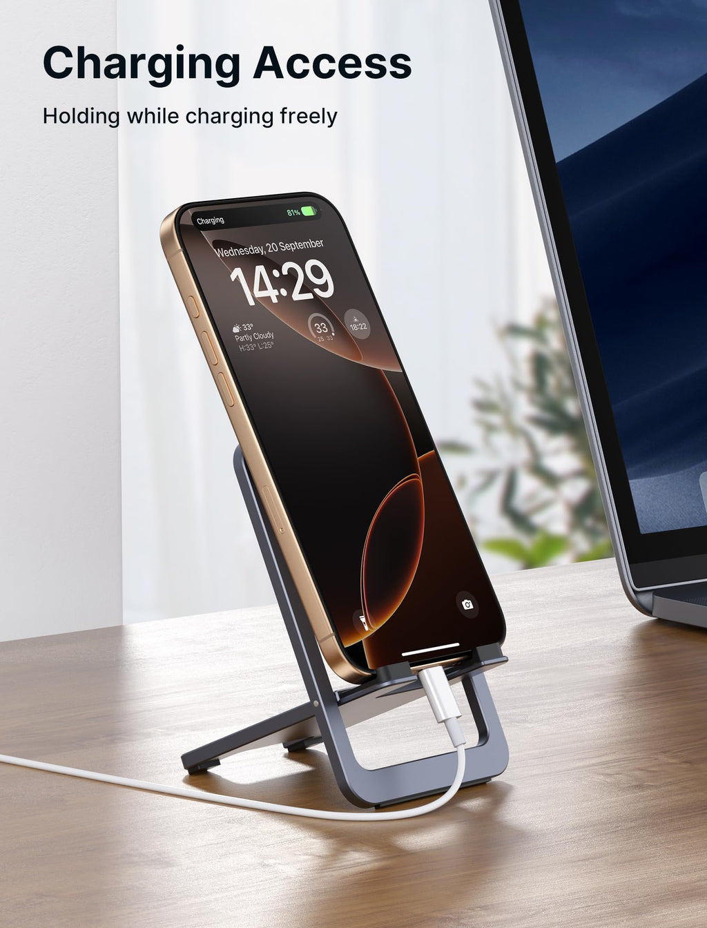 JSAUX Cell Phone Stand, Foldable Aluminum Adjustable Phone Holder for Desk Portable Travel Essentials Office Accessories for iPhone 17 16 15 14 13 Pro Max Samsung S25 S24 S23 Ultra Kindle-Black
