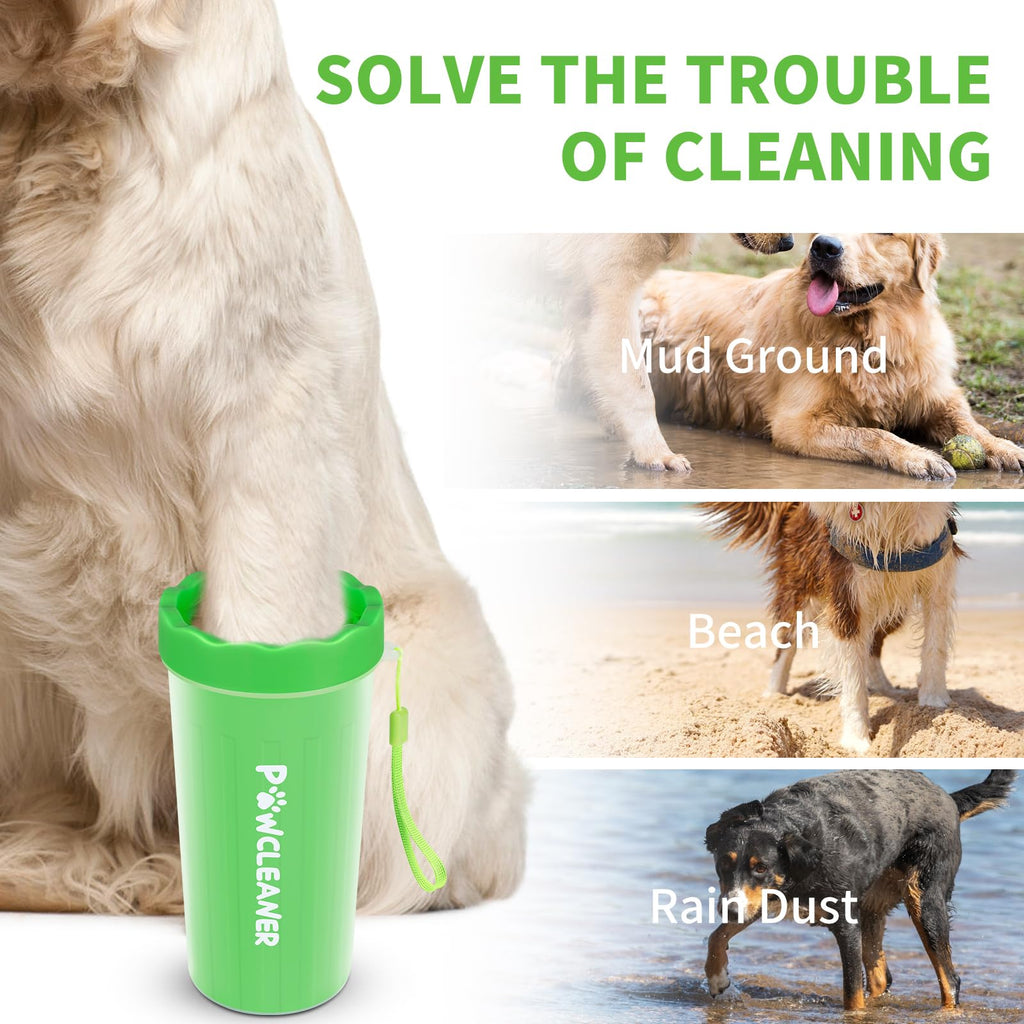 Professional 7 in 1 Dog Paw Cleaner for Dogs & Cats - Includes 1 Portable Paw Washer, 1 Bath Brush, 2 Dog Toothbrushes and 3 Absorbent Towels Note: Fits Paws up to 2 Inches Wide (Small, Black)