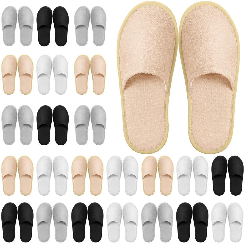 Geyoga 24 Pairs Disposable Slippers for Guests Bulk 2 Size Cotton Soft Spa Hotel House Slippers for Women Men Wedding Party Shoeless Home Indoor Travel
