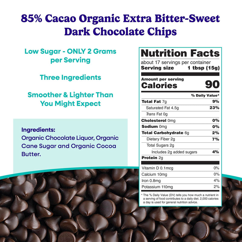 Pascha Organic 70% Cacao Baking Chips - Bittersweet Dark Chocolate with Coconut Sugar - Vegan, Non-GMO, Rainforest Alliance Certified - Allergen-Free (Pack of 8)