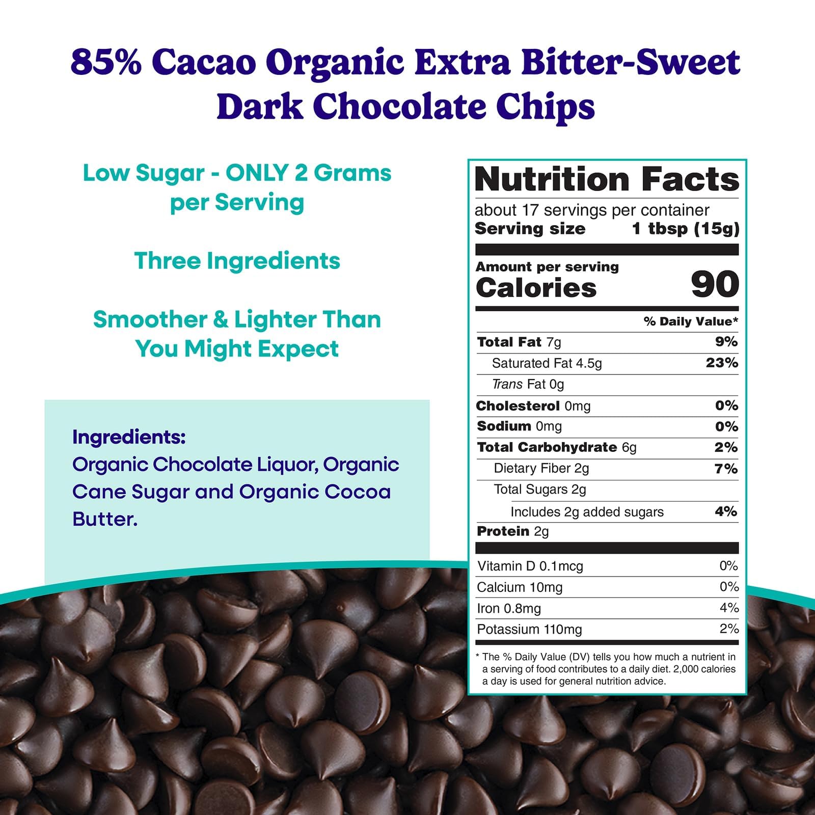 Pascha Organic 70% Cacao Baking Chips - Bittersweet Dark Chocolate with Coconut Sugar - Vegan, Non-GMO, Rainforest Alliance Certified - Allergen-Free (Pack of 8)