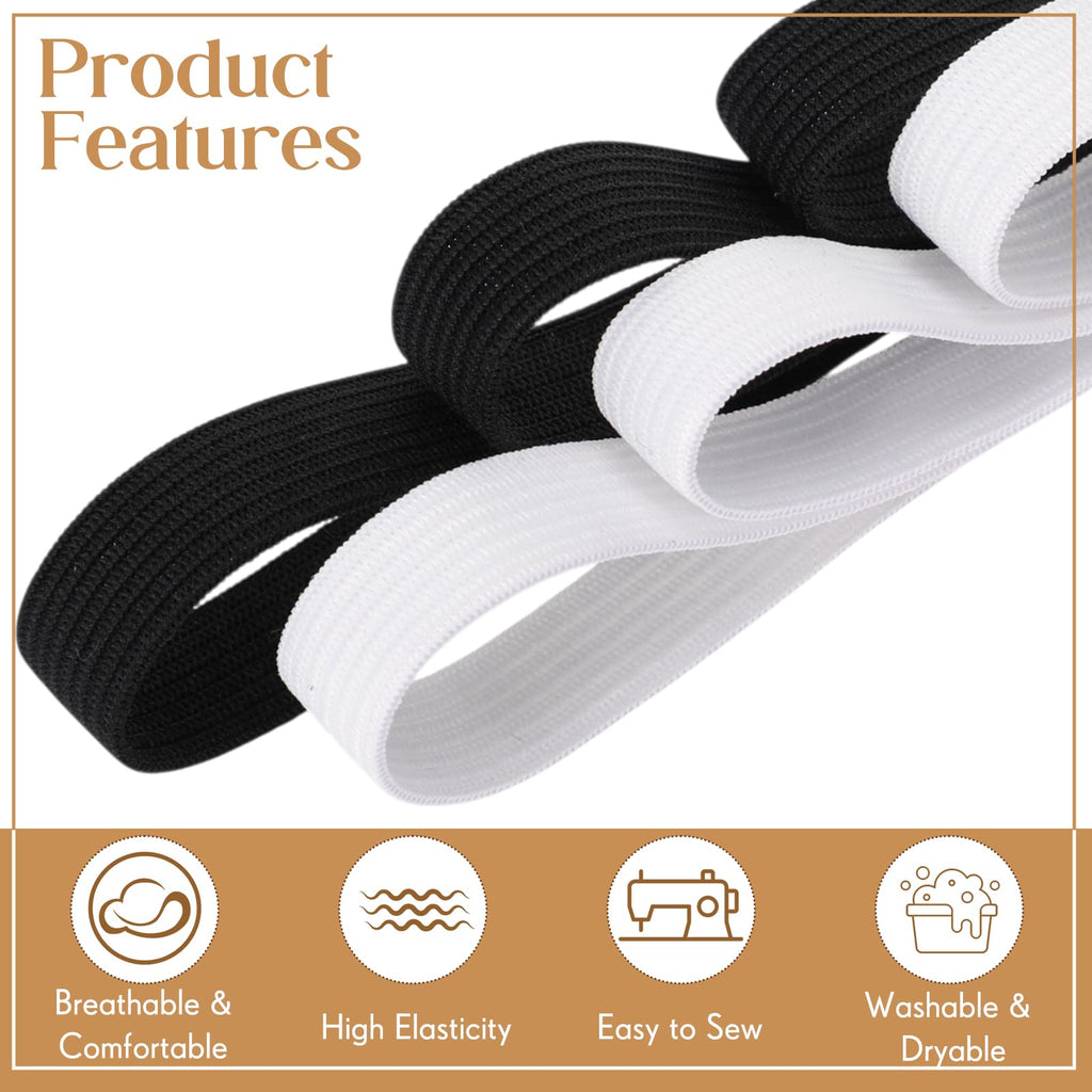 Shappy Elastic for Sewing Knit Elastic Band 1/2 Inch x 11 Yards (Beige)