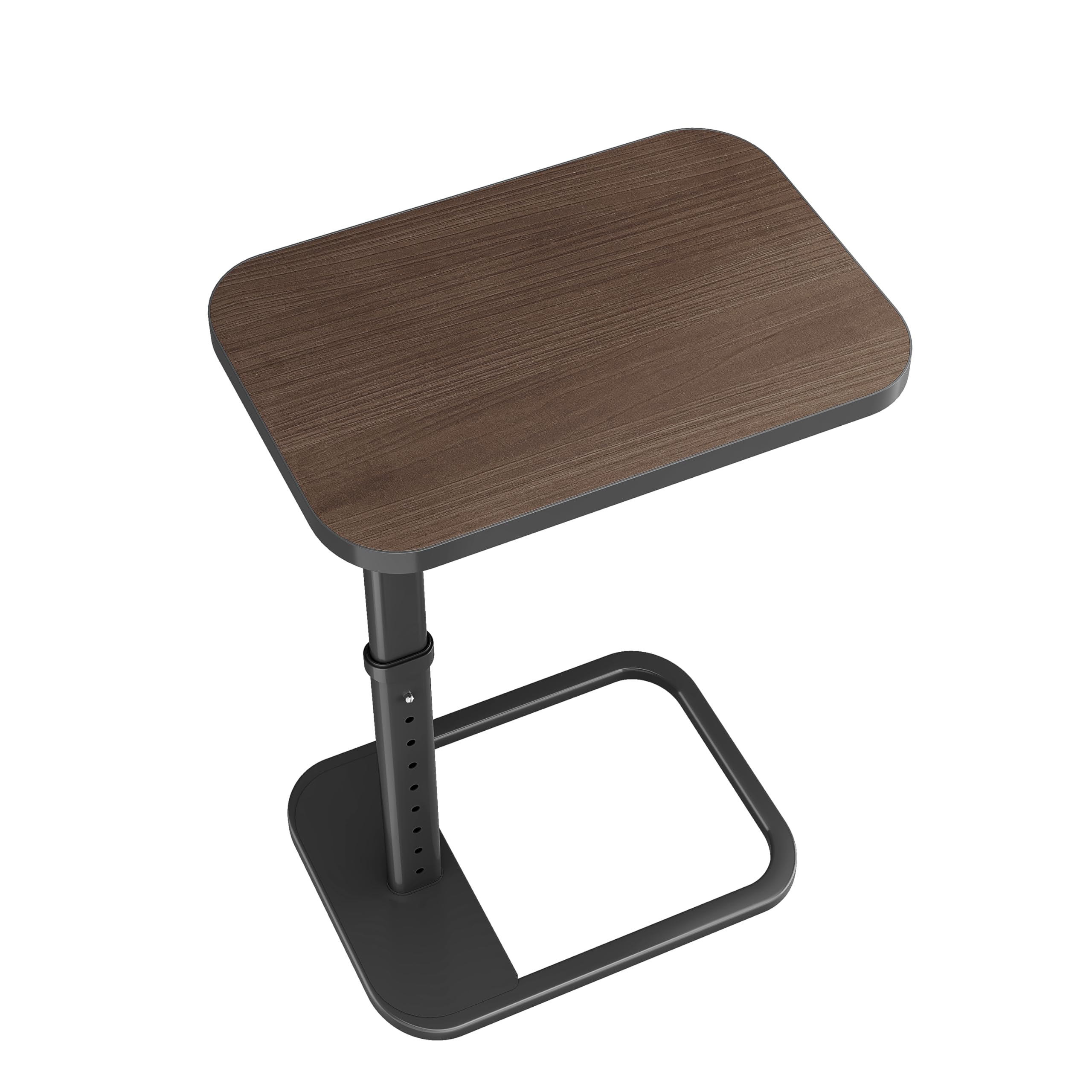 Kitstorack TV Tray Table, Adjustable Height & Rounded Metal Corners, Snack Table for Couch, Sofa, Bed, Chair, Living Room, C Shaped End Side Table for Eating, Dinner or Laptop, Small Spaces, Black