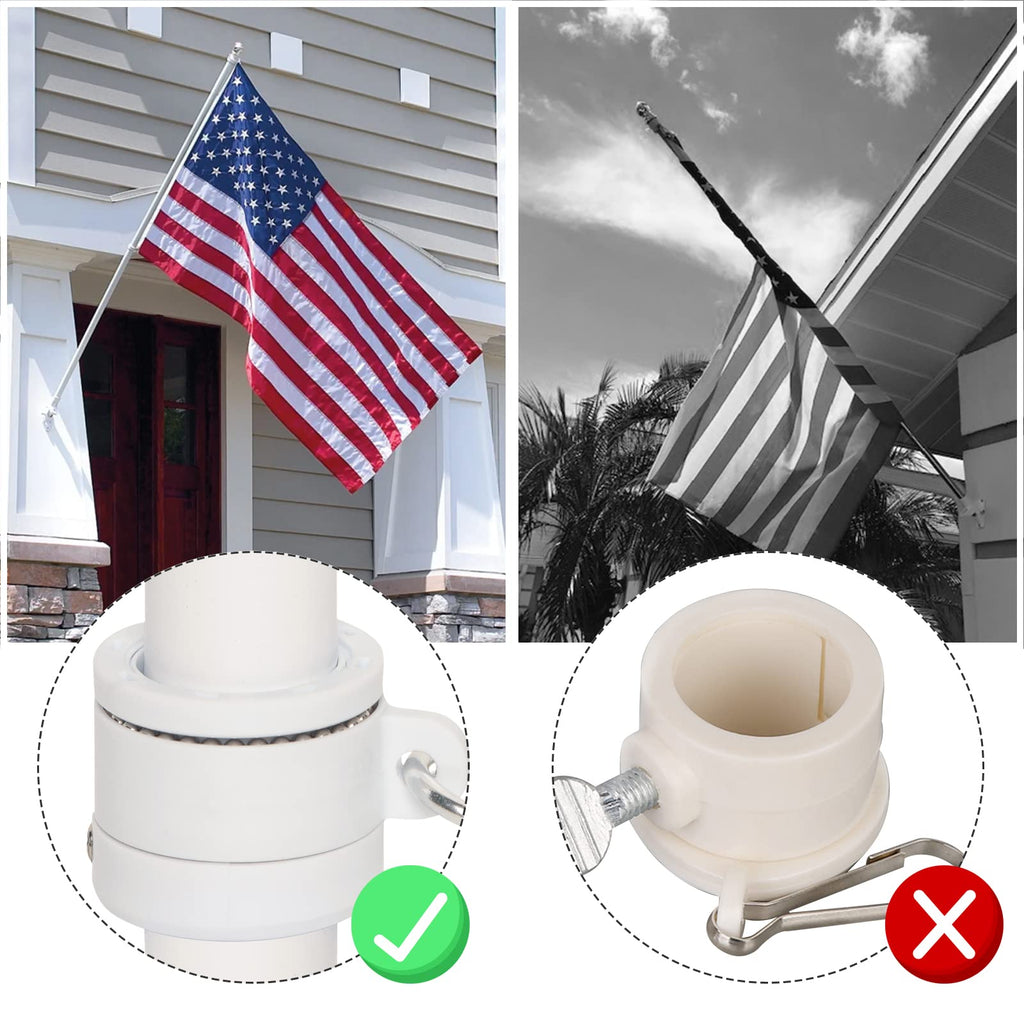NELXINJO 5FT White Stainless Steel Flag Pole Kit for Outside House Wall | flagpoles 3x5 2x3 american flags hardware holder brackets hangers mounts