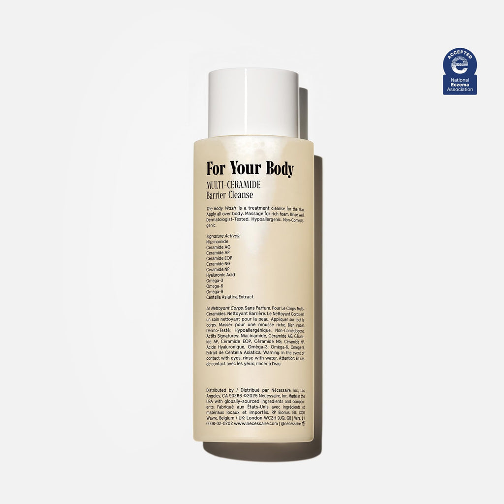 Nécessaire The Body Wash Eucalyptus — Multi-Oil Shower Gel Body Wash for Women + Men. Non-Comedogenic + Hypoallergenic for Sensitive Skin with Niacinamide. 500ml/16.9 fl oz