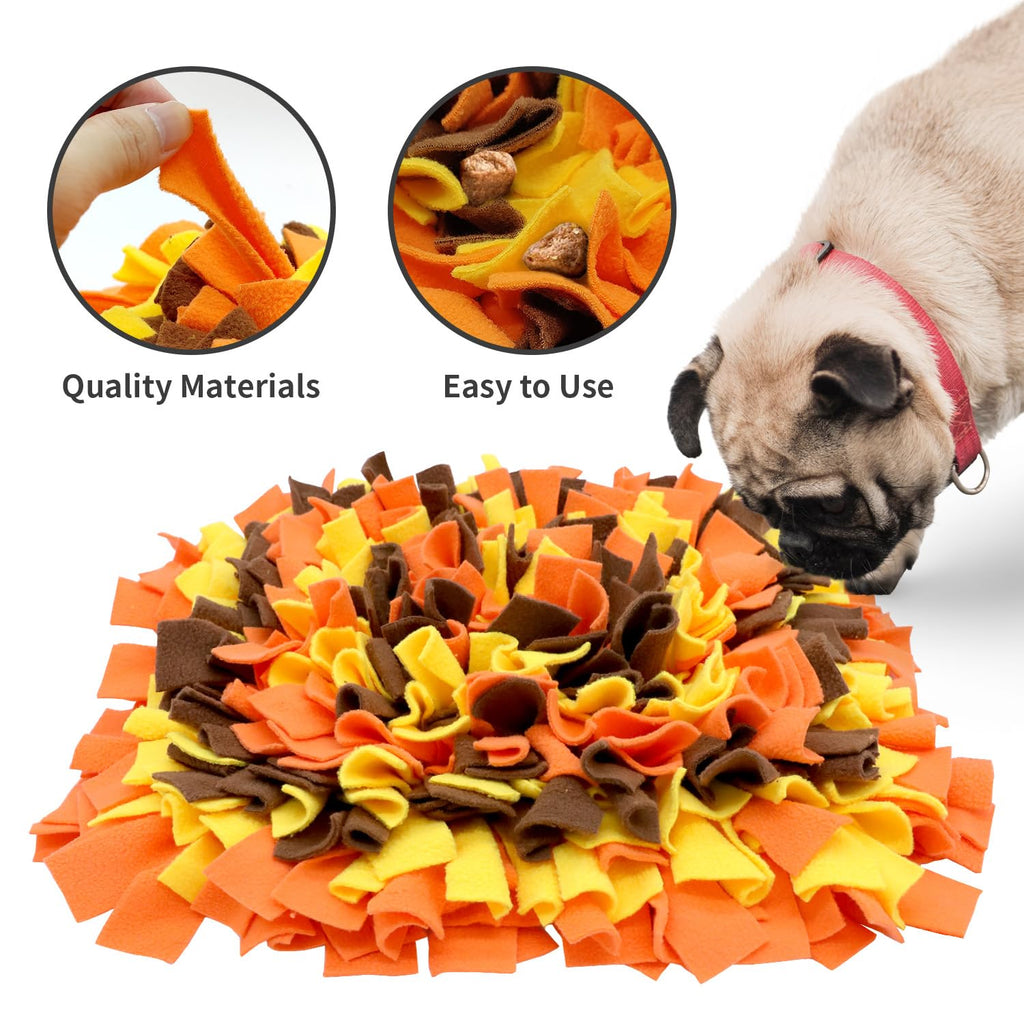 LIVEKEY Pet Snuffle Mat for Dogs, Dog Feeding Mat, Nosework Training Mats for Foraging Instinct Interactive Puzzle Toys (Orange&Yellow&Brown)