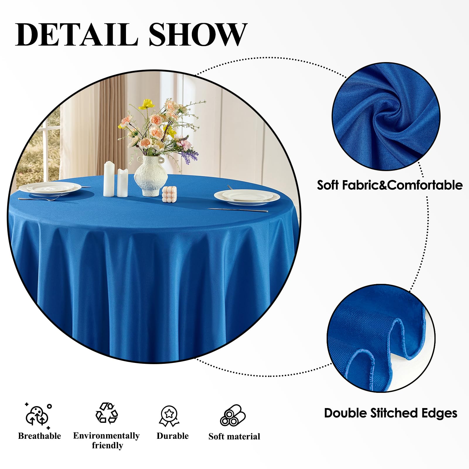 Round Tablecloth 2 Pack 90 Inch Black Tablecloths Washable Decorative Linen Polyester Table Clothes Cover for Dining Table Banquets Buffet Parties and Wedding