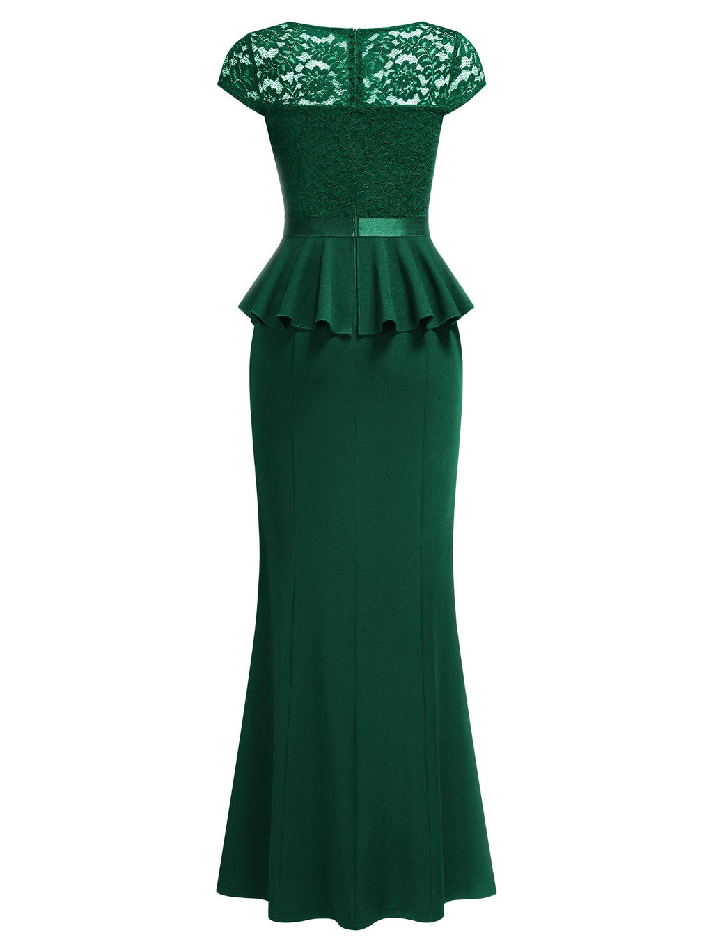 MISSMAY Women's Elegant Floral Lace Ruffle Split Cocktail Party Long Dress