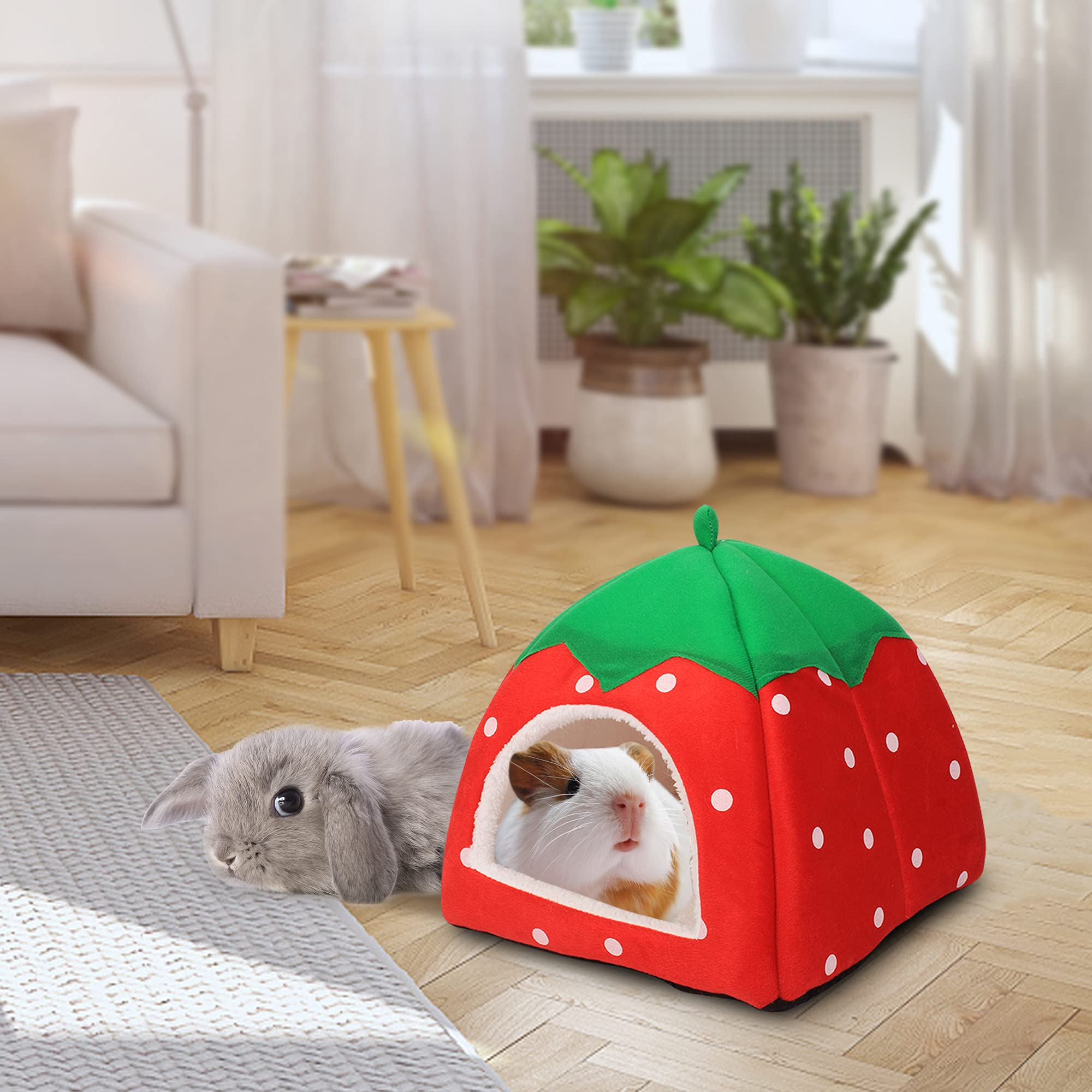 Guinea Pig Hideout Bed Dwarf Rabbit House Cave Accessories Cozy Hide-Out for Little Bunny Hedgehog Ferret Chinchilla&Other Small Animals